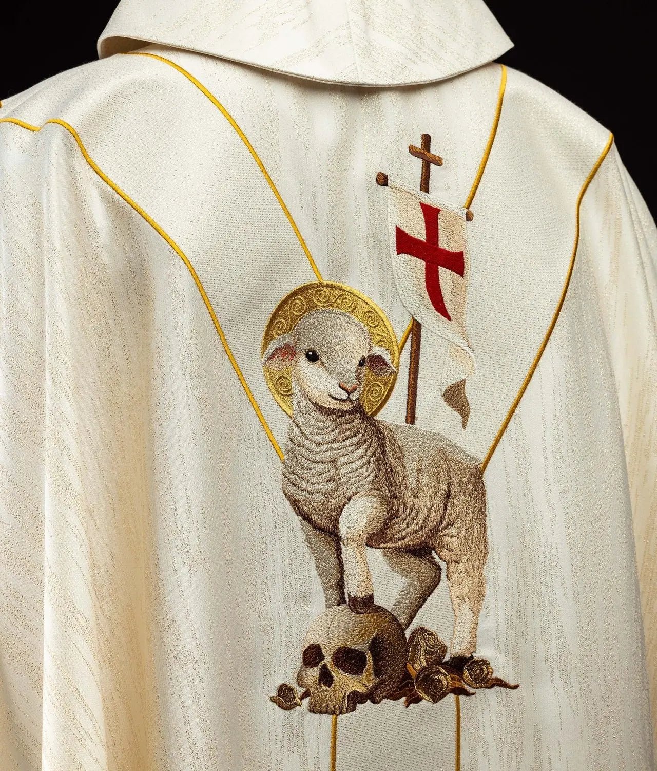 White Chasuble with Risen Christ and Paschal Lamb Embroidery