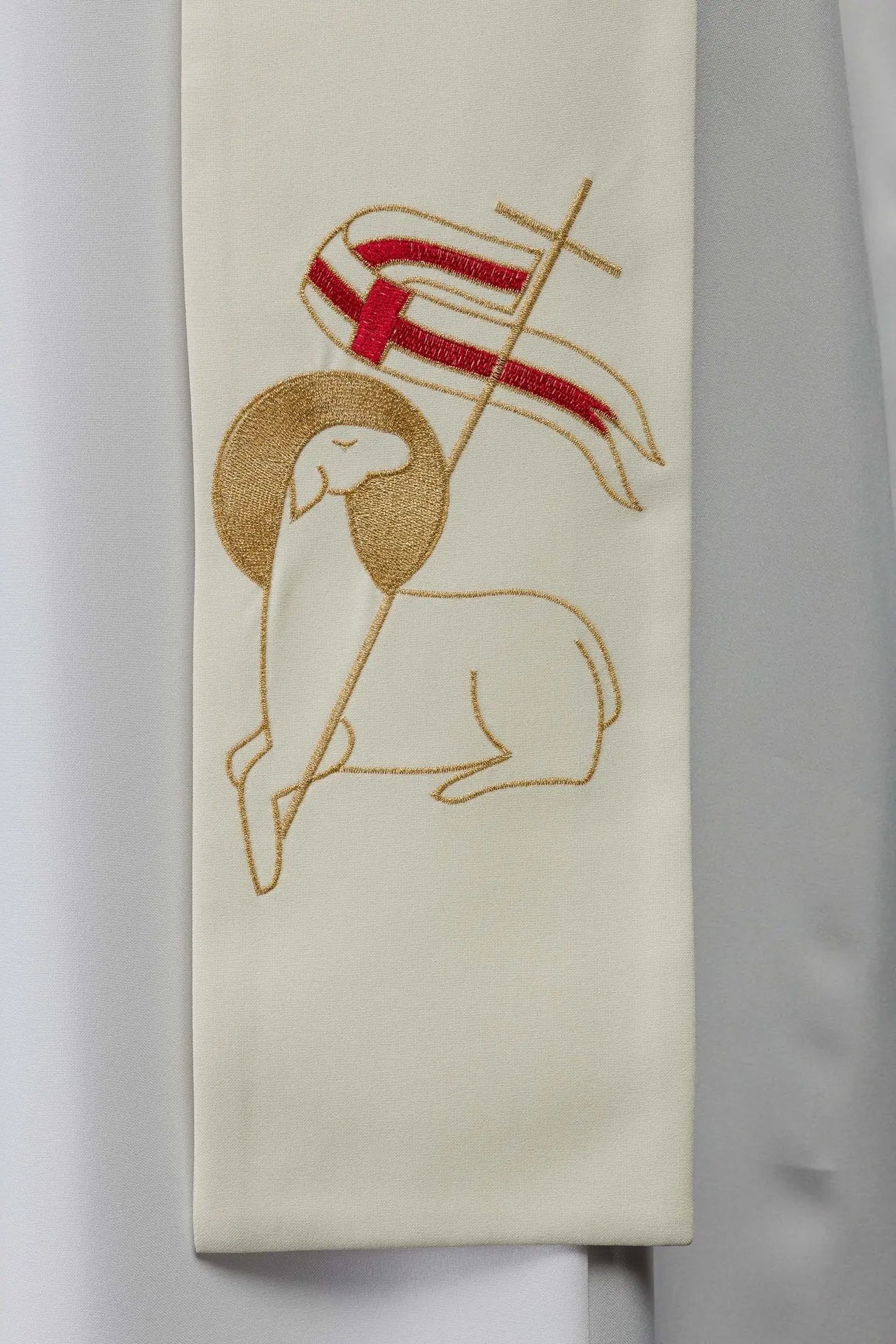 Priest's stole with embroidery of the Cross and Lamb