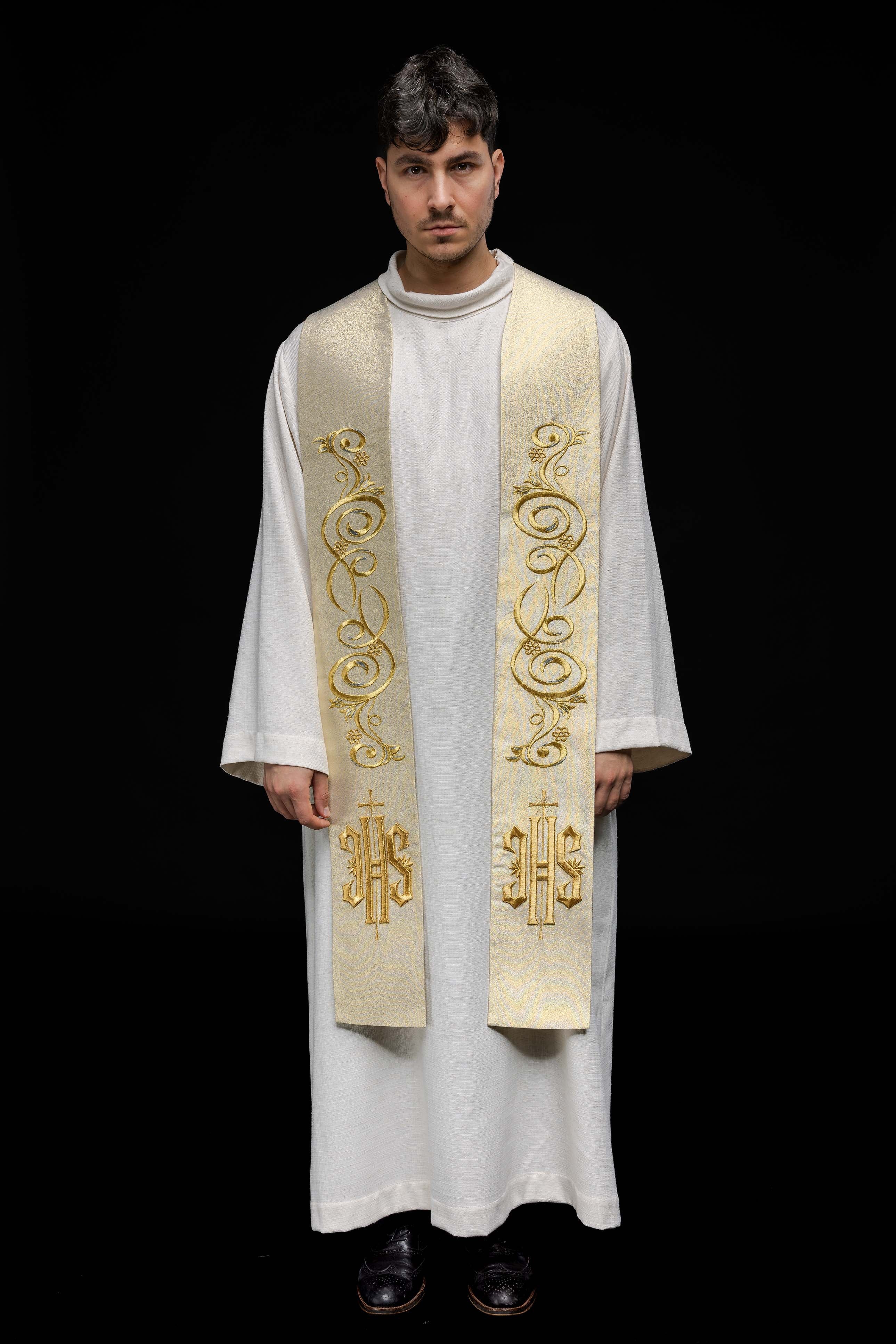 IHS embroidered stole in gold