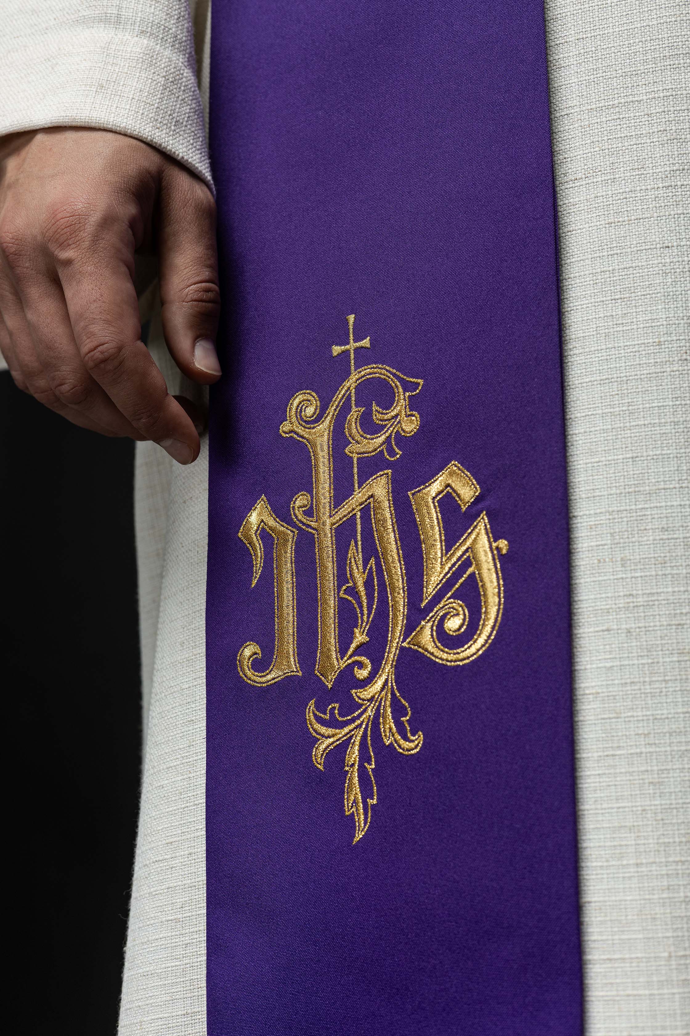 IHS embroidered stole
