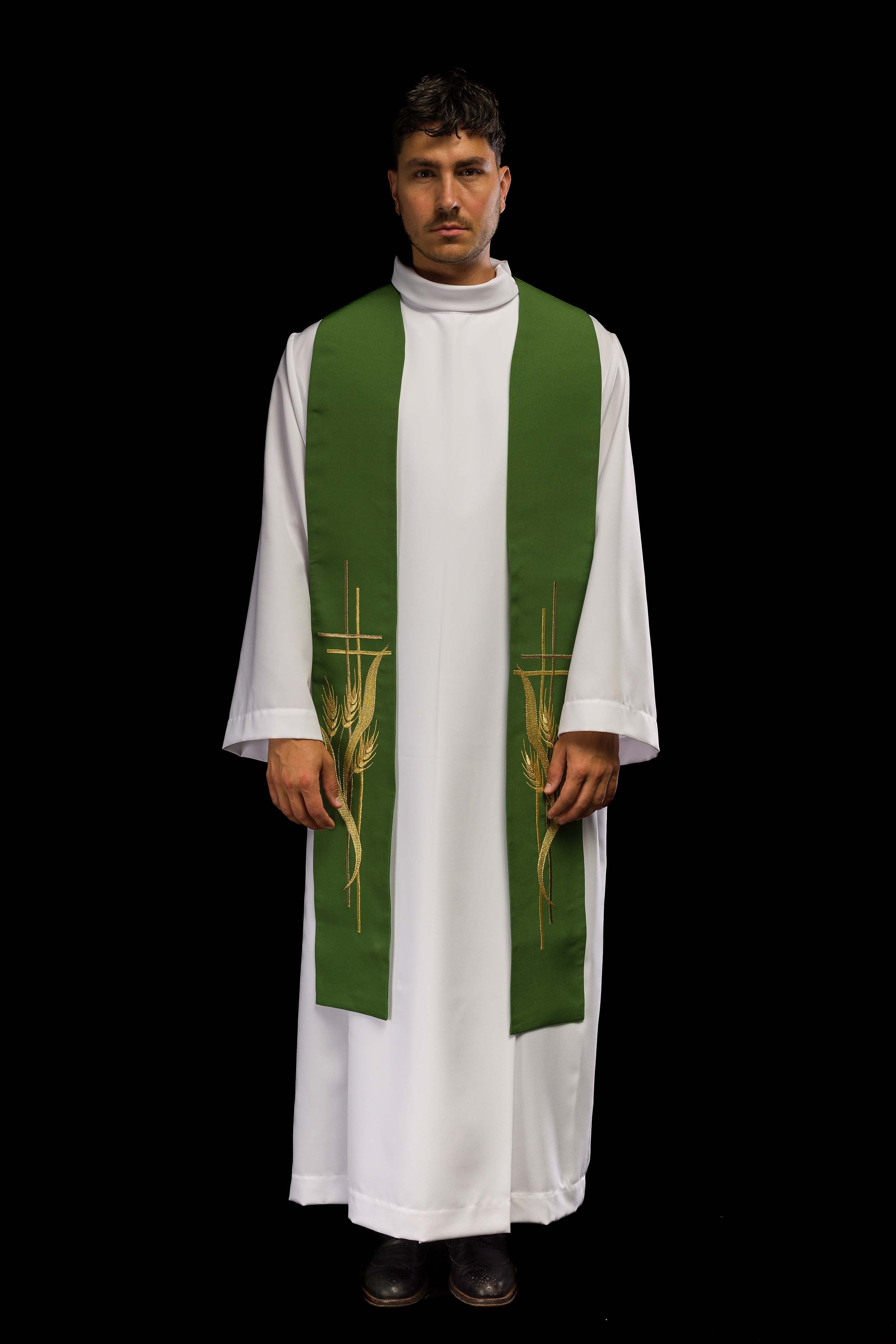 Embroidered green priest's stole