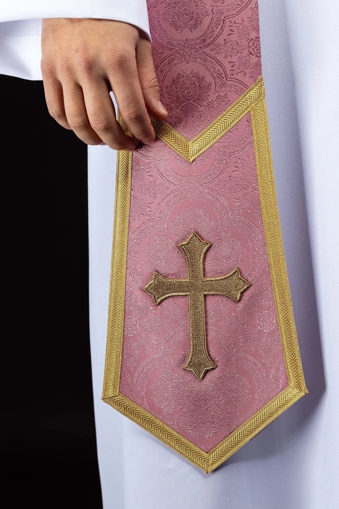 Rose Jacquard Stole with Embroidered Cross