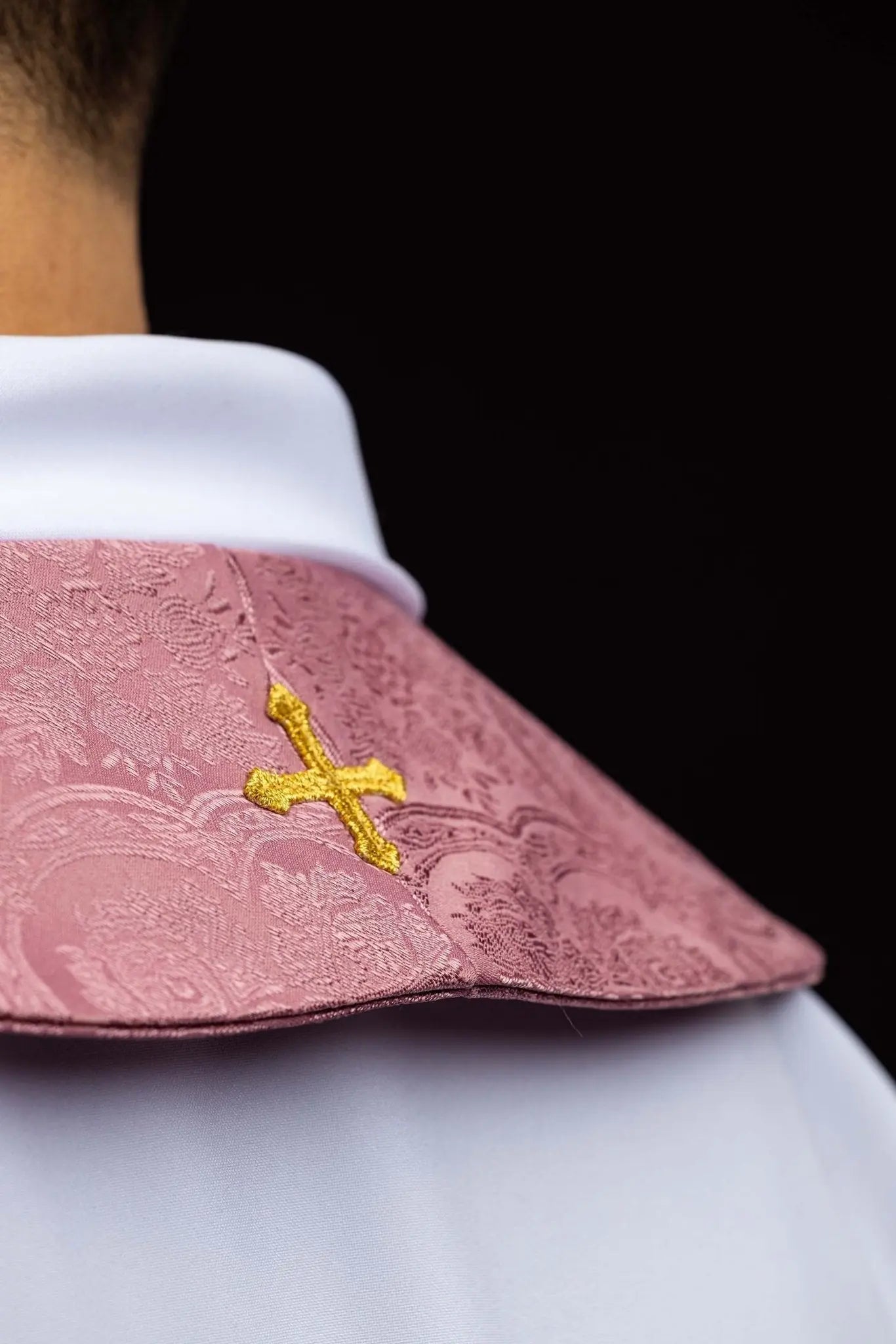 Rose Jacquard Stole with Embroidered Cross