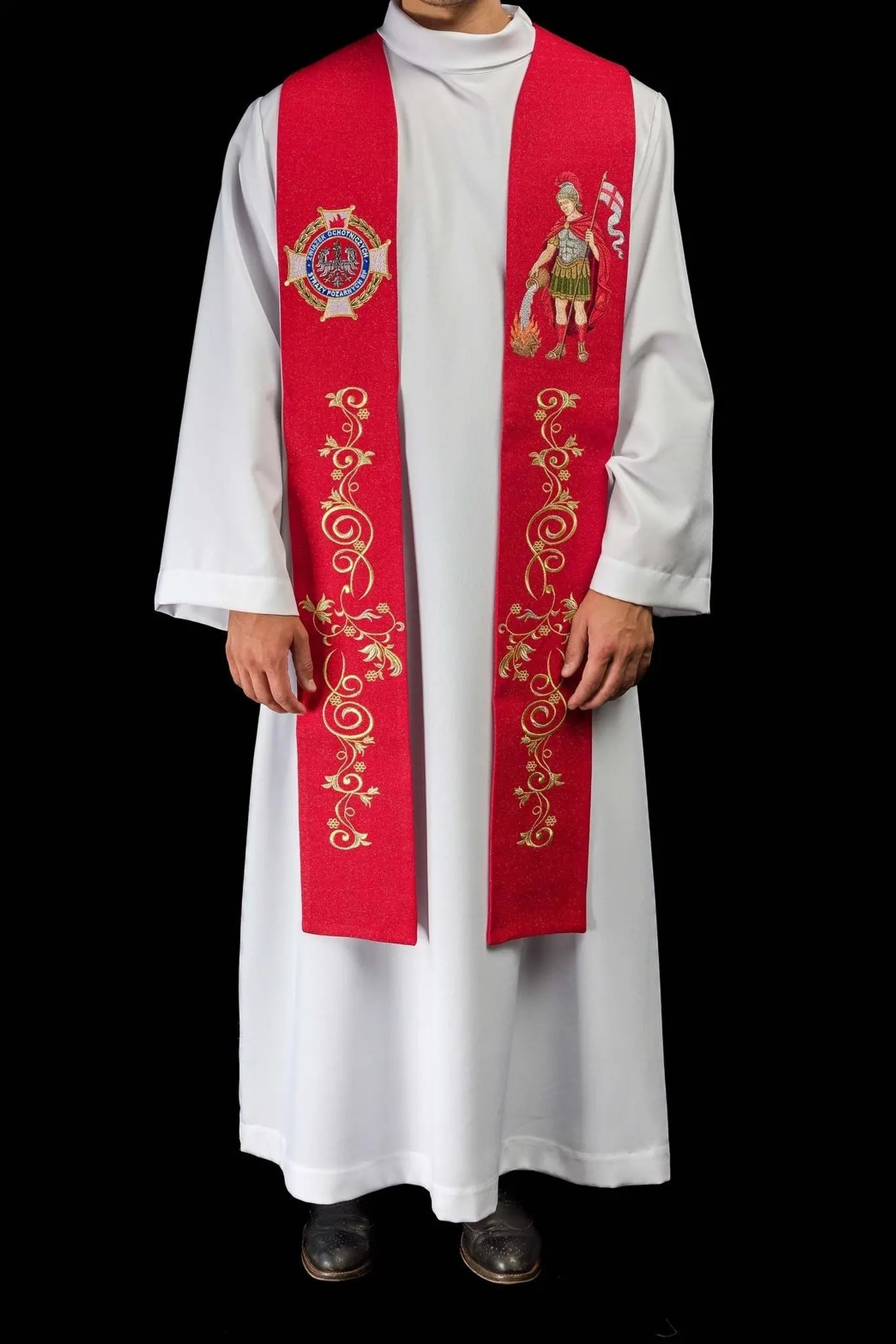 Richly Embroidered Stole with the Image of St. Florian