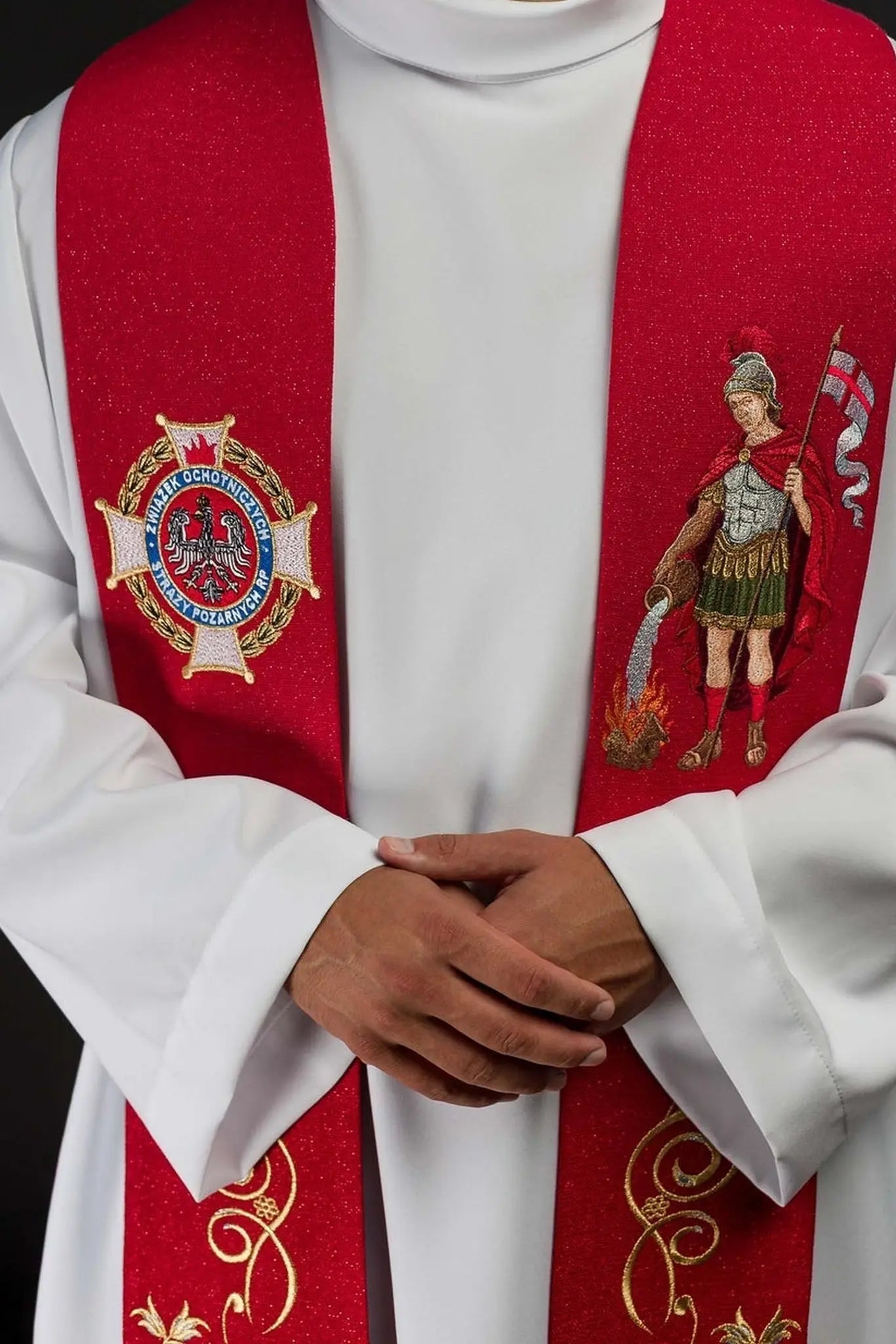 Richly Embroidered Stole with the Image of St. Florian