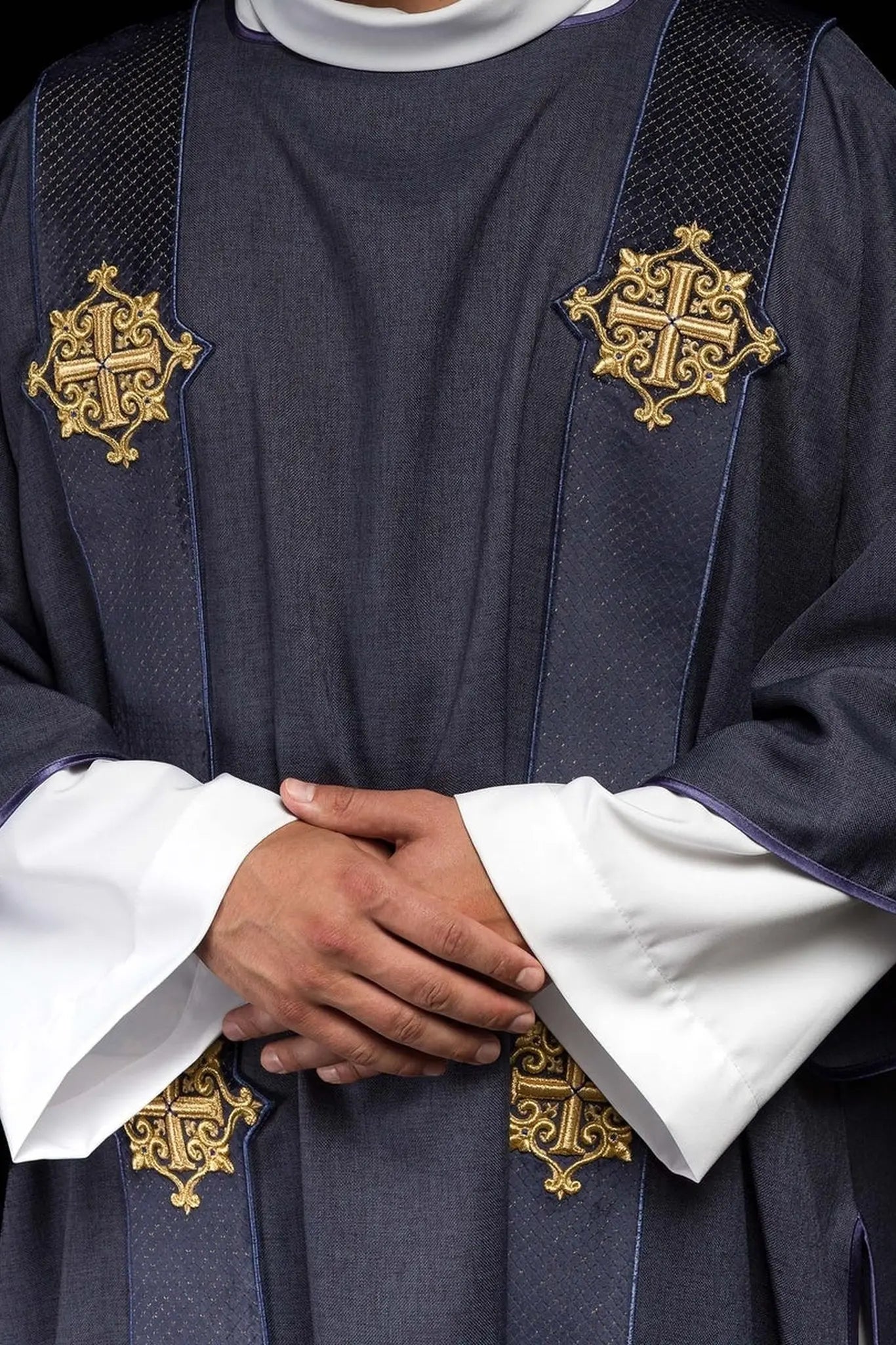 Purple Dalmatic with Velvet Bands and Cross Symbols