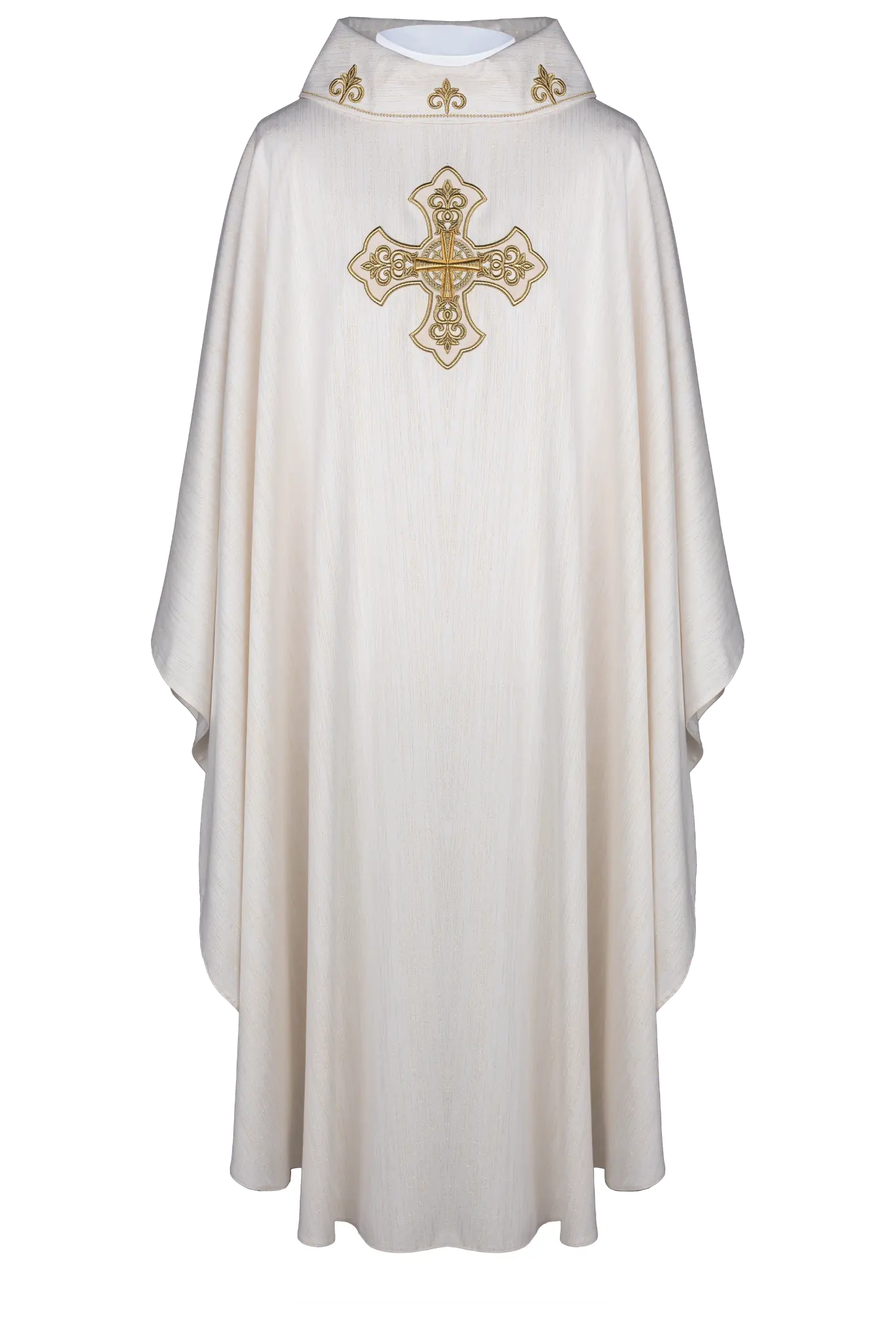 Ecru liturgical chasuble with an embroidered cross