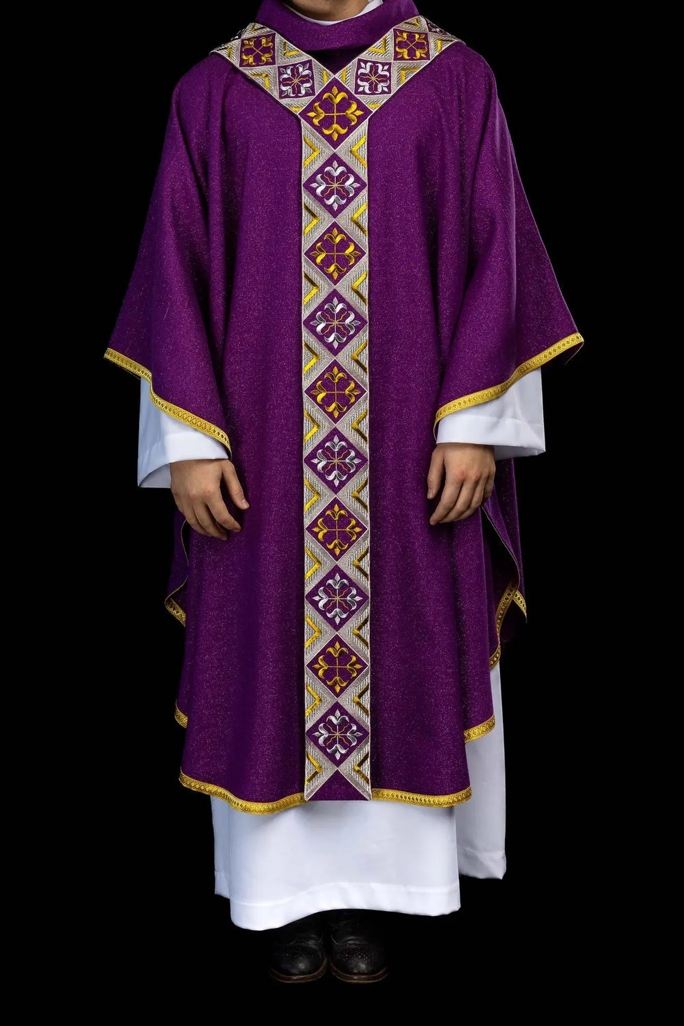 Purple Chasuble Set with Embroidered Orphrey