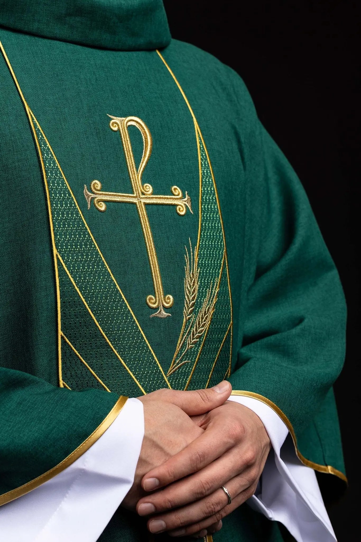 Green Chasuble with Embroidered PAX Band