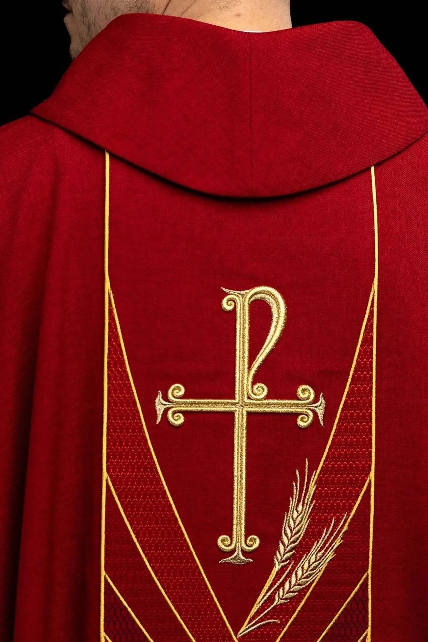 Red Chasuble with Embroidered PAX Band