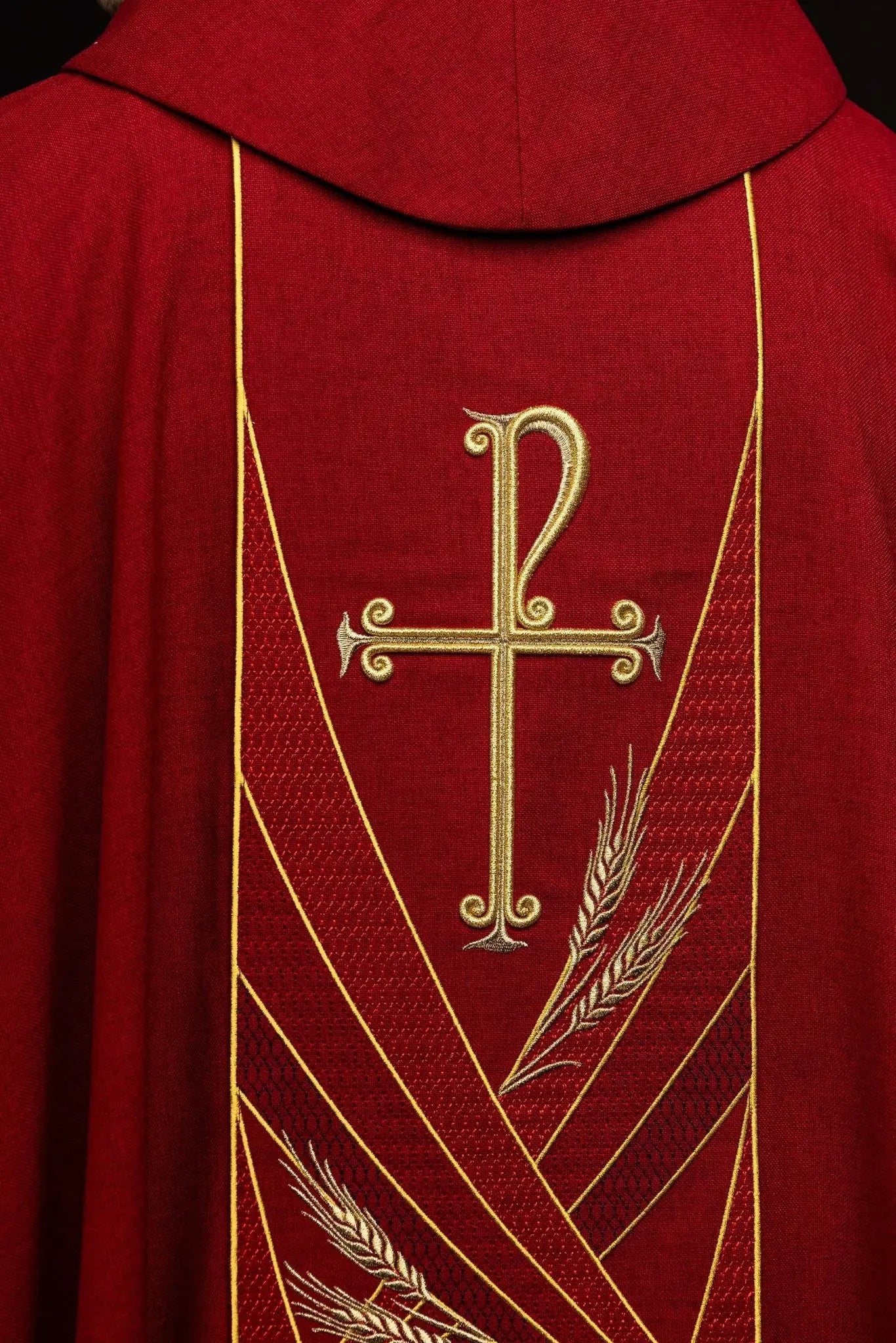 Red Chasuble with Embroidered PAX Band