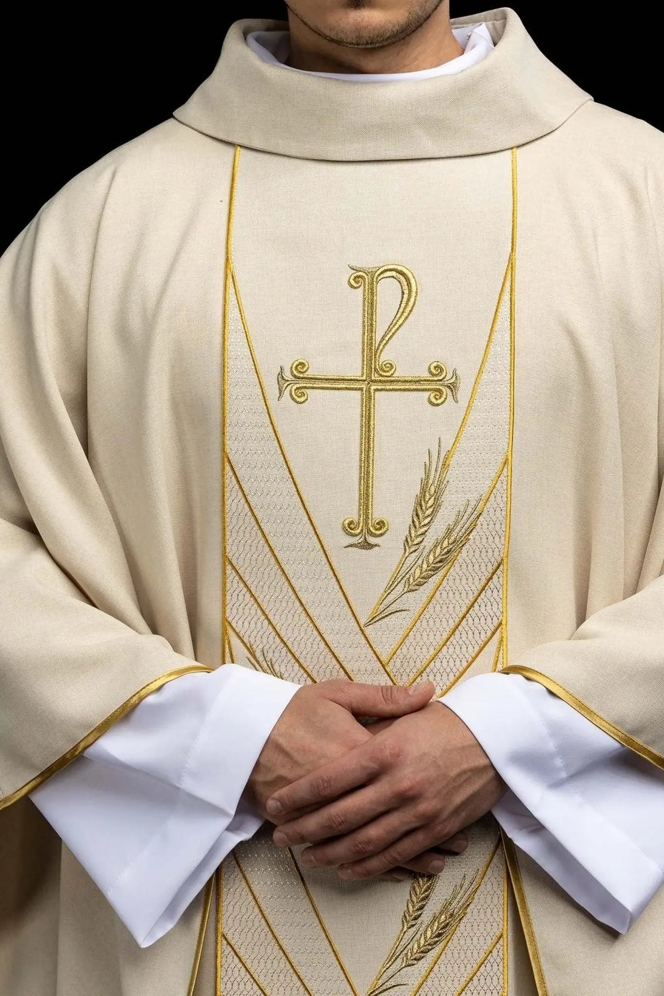 Ecru Chasuble with Embroidered PAX Band