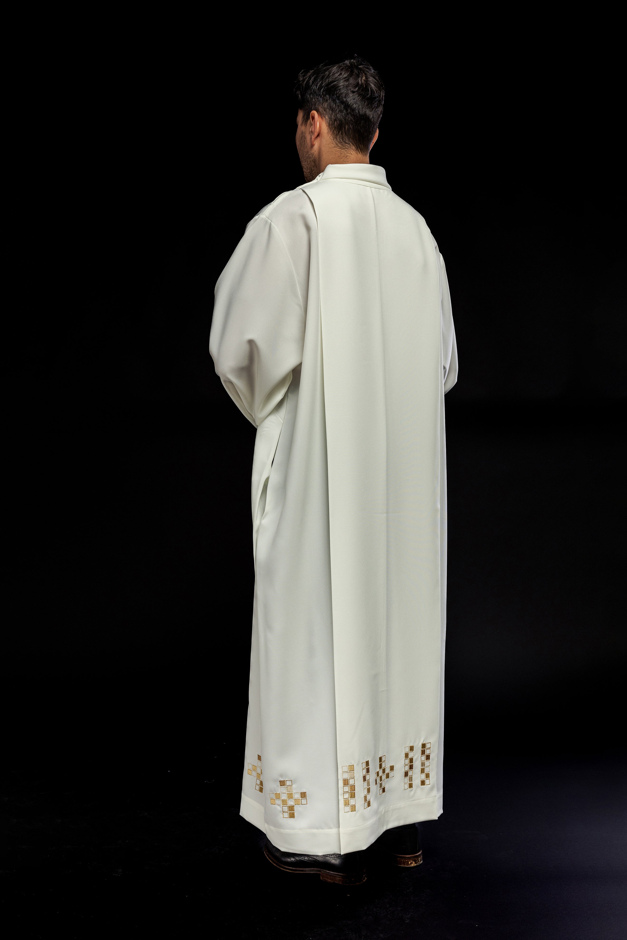 Alba with embroidered mosaic Crosses ecru