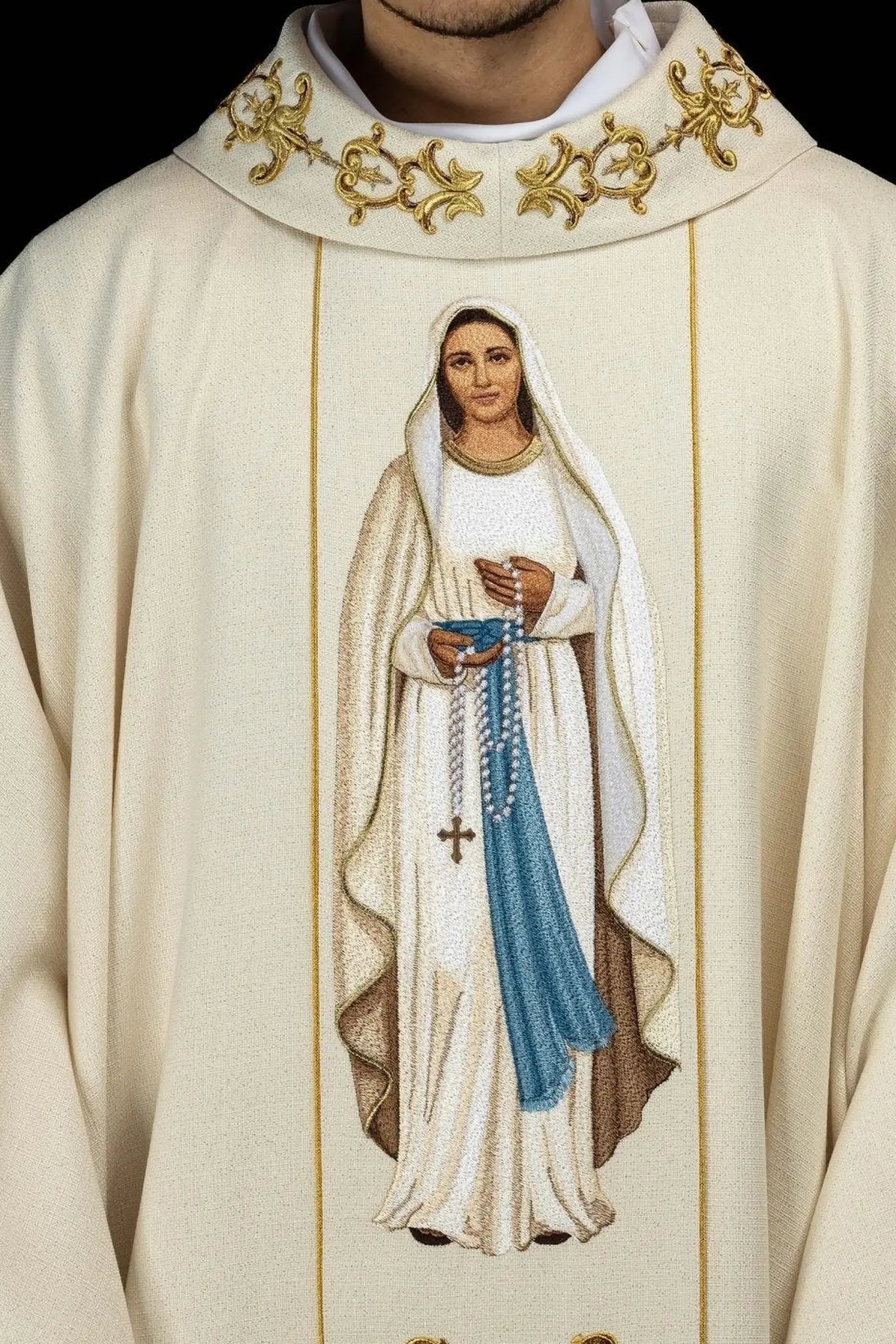 Richly Embroidered Chasuble with Our Lady of the Rosary