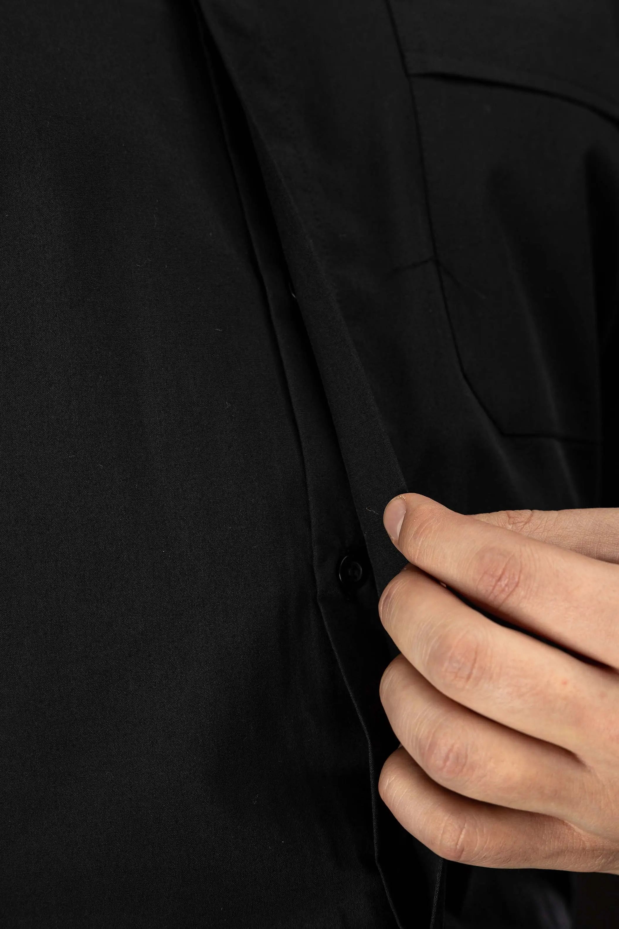 Roman Clergy Shirt Black Long Sleeve with Collar Tab