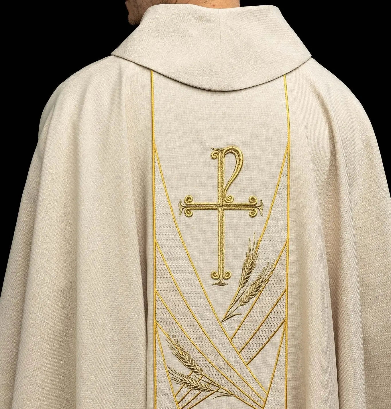 Ecru Chasuble with Embroidered PAX Band