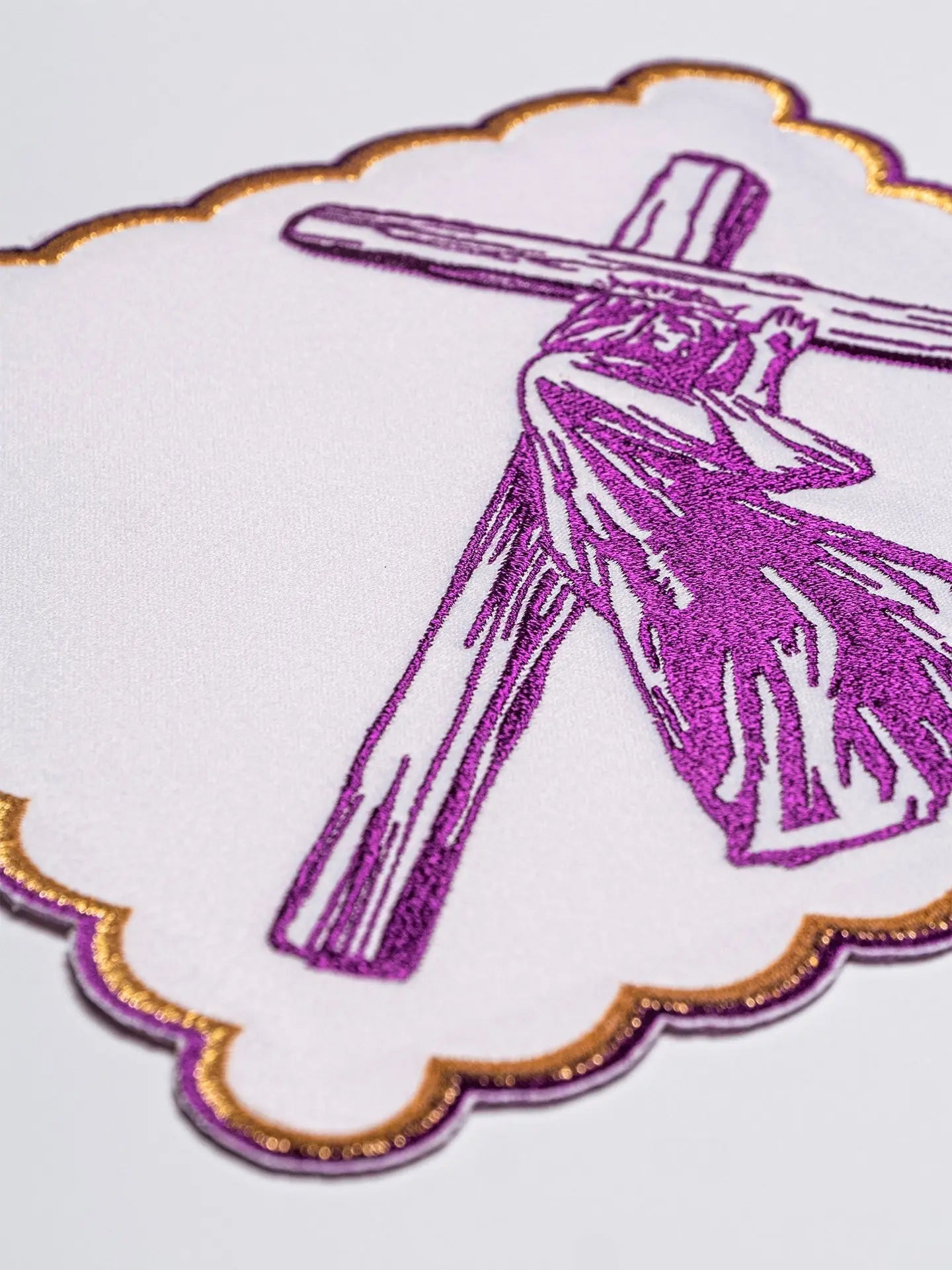 Chalice linen embroidered Stations of the Cross