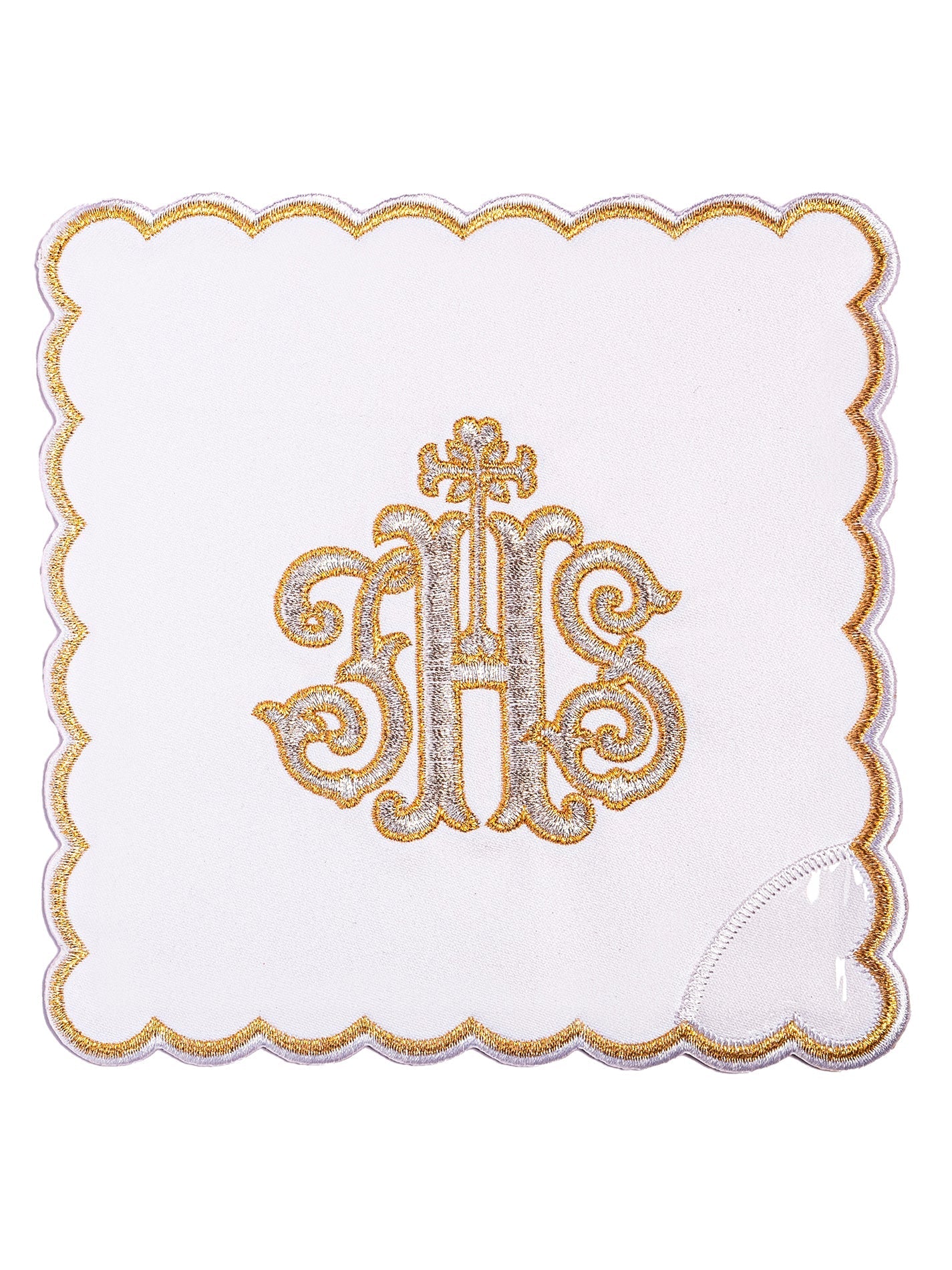 Bielizna kielichowa z złotym haftem IHS