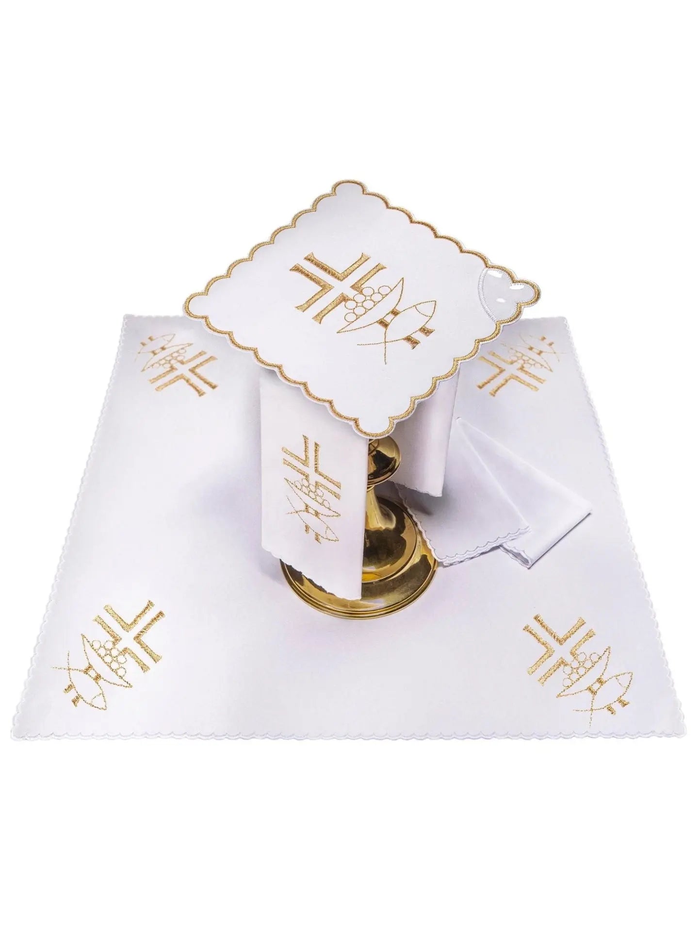 Embroidered Chalice Linen Set: Gold Eucharistic Cross