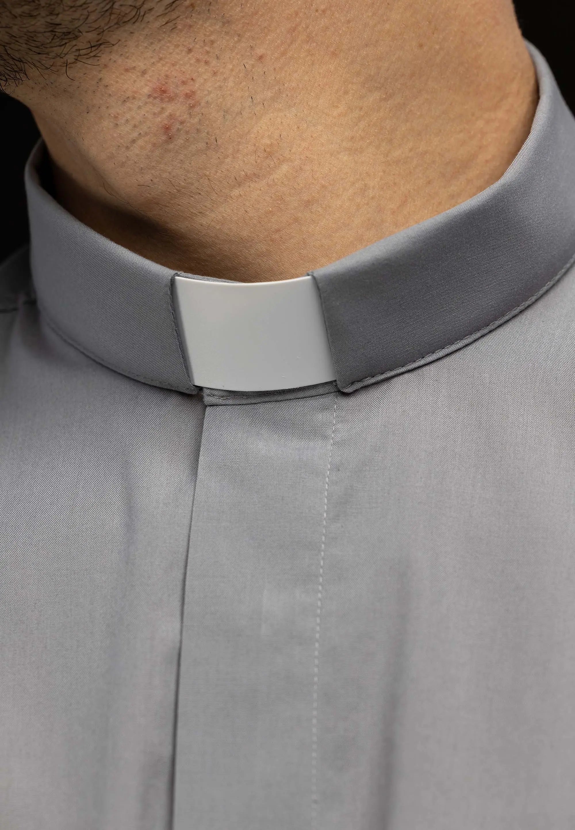 Clergy Shirt Light Gray Short Sleeve with Collar Tab