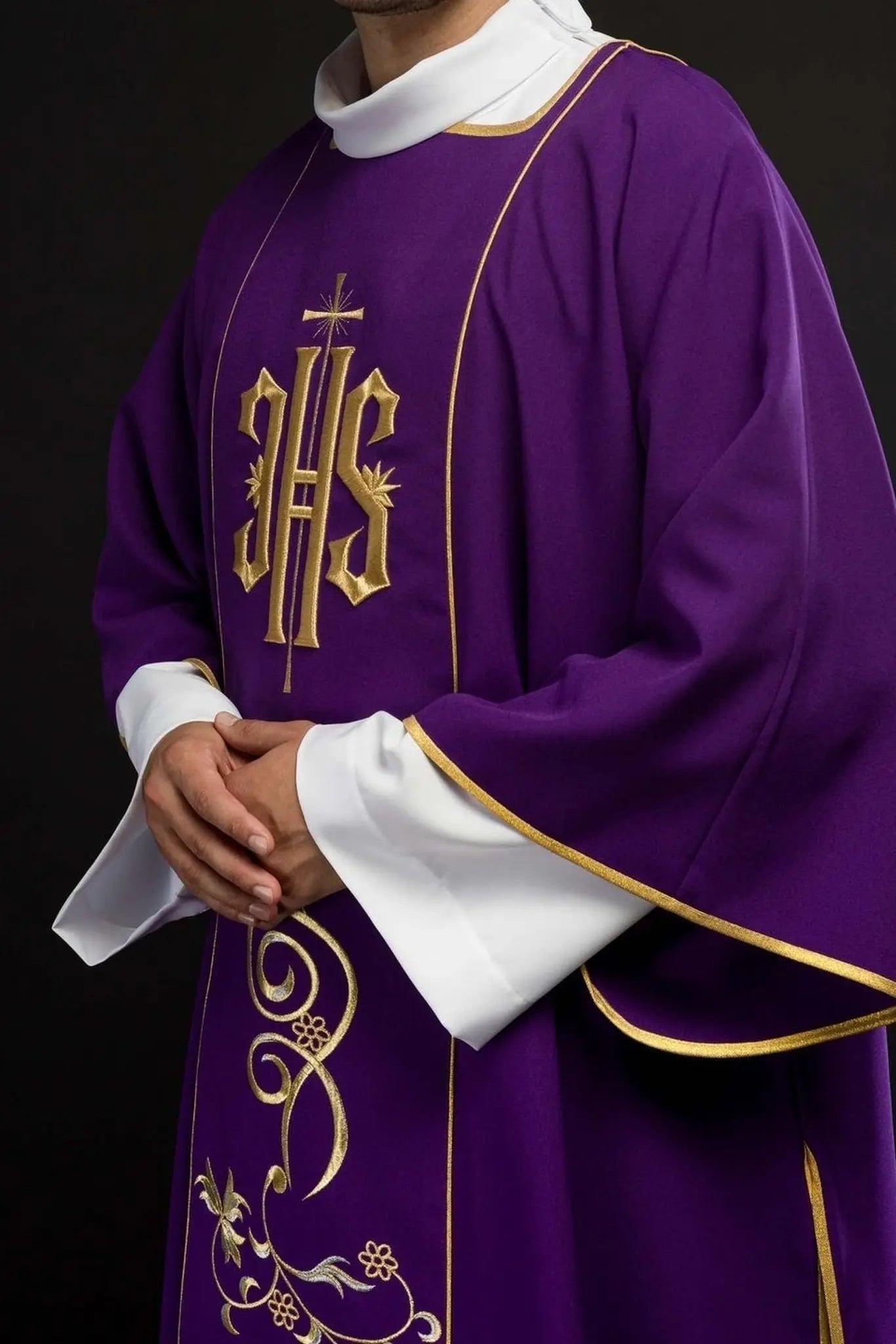 Purple Dalmatic with Embroidered IHS Band