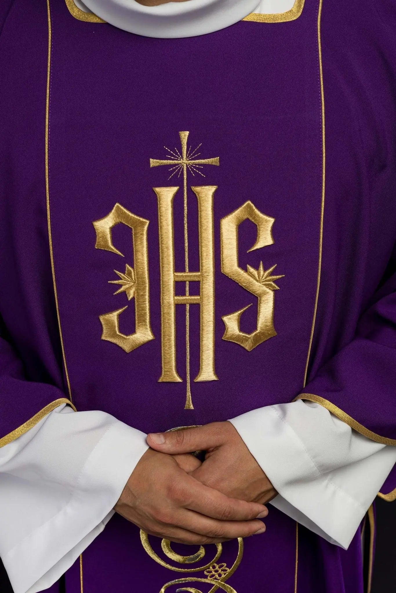 Purple Dalmatic with Embroidered IHS Band