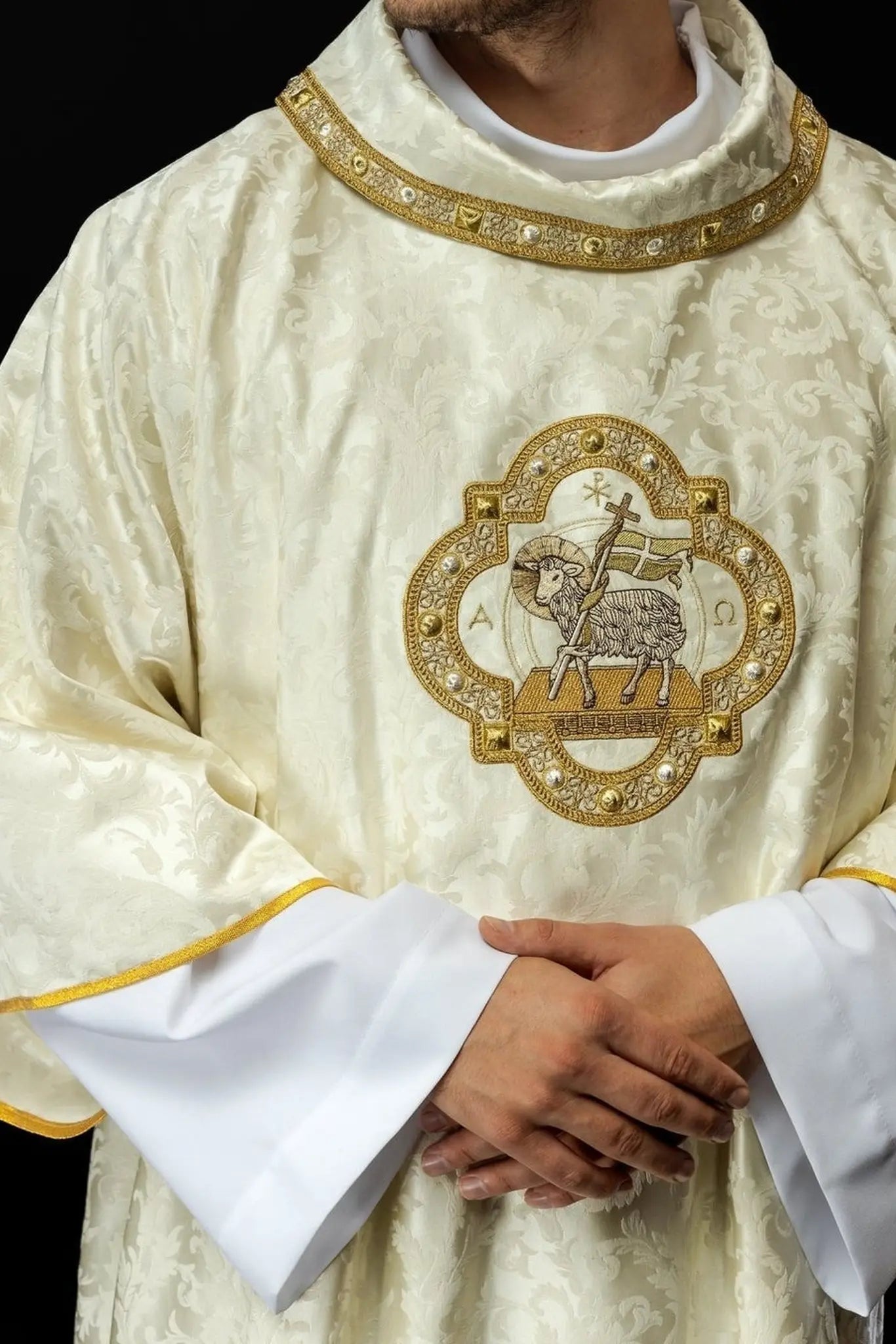 Dalmatic with Easter Lamb Embroidery on Decorative Fabric