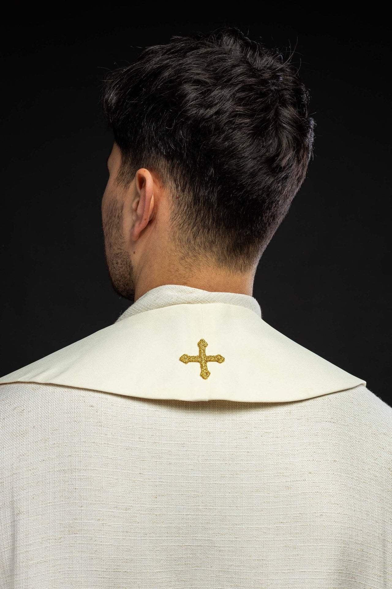 Długa stuła haftowana Ślubna w kolorze kremowym