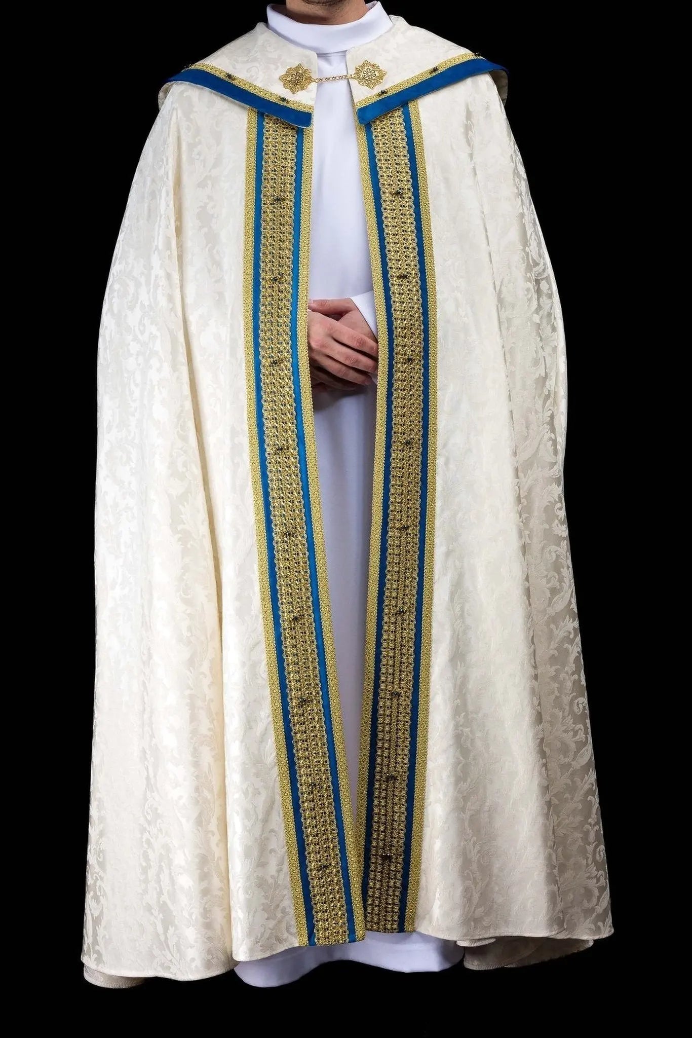 Ecru Marian Cope with Natural Stones, Handmade - HAFTINA ATELIER