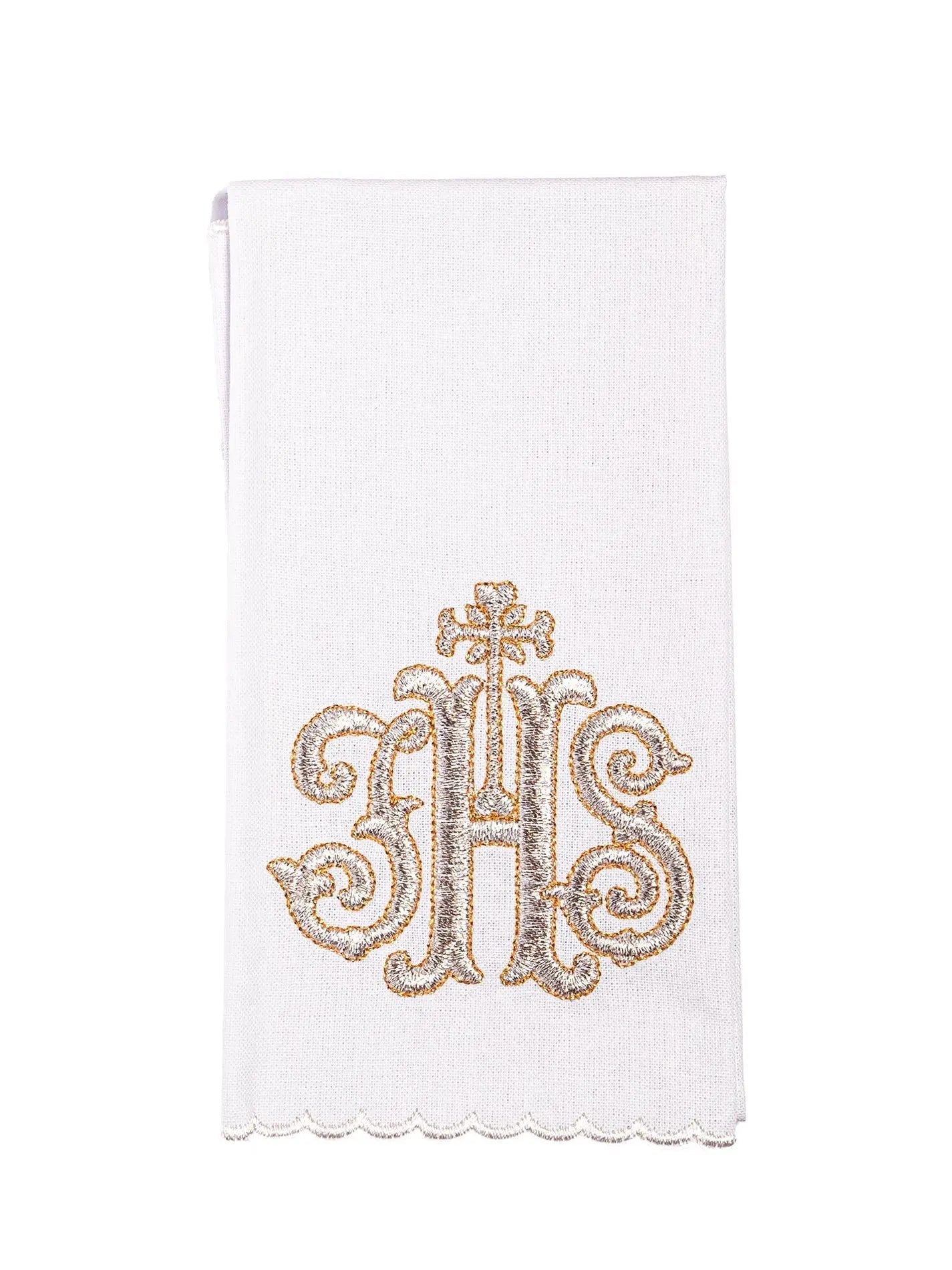 Embroidered chalice linen with ecru palladium IHS - HAFTINA ATELIER