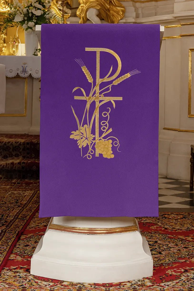 Embroidered Cross and Pax lectionary napkin - HAFTINA ATELIER