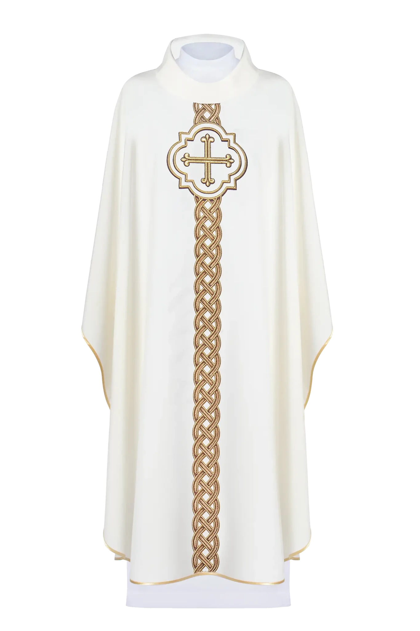 Embroidered cross ecru chasuble - HAFTINA ATELIER