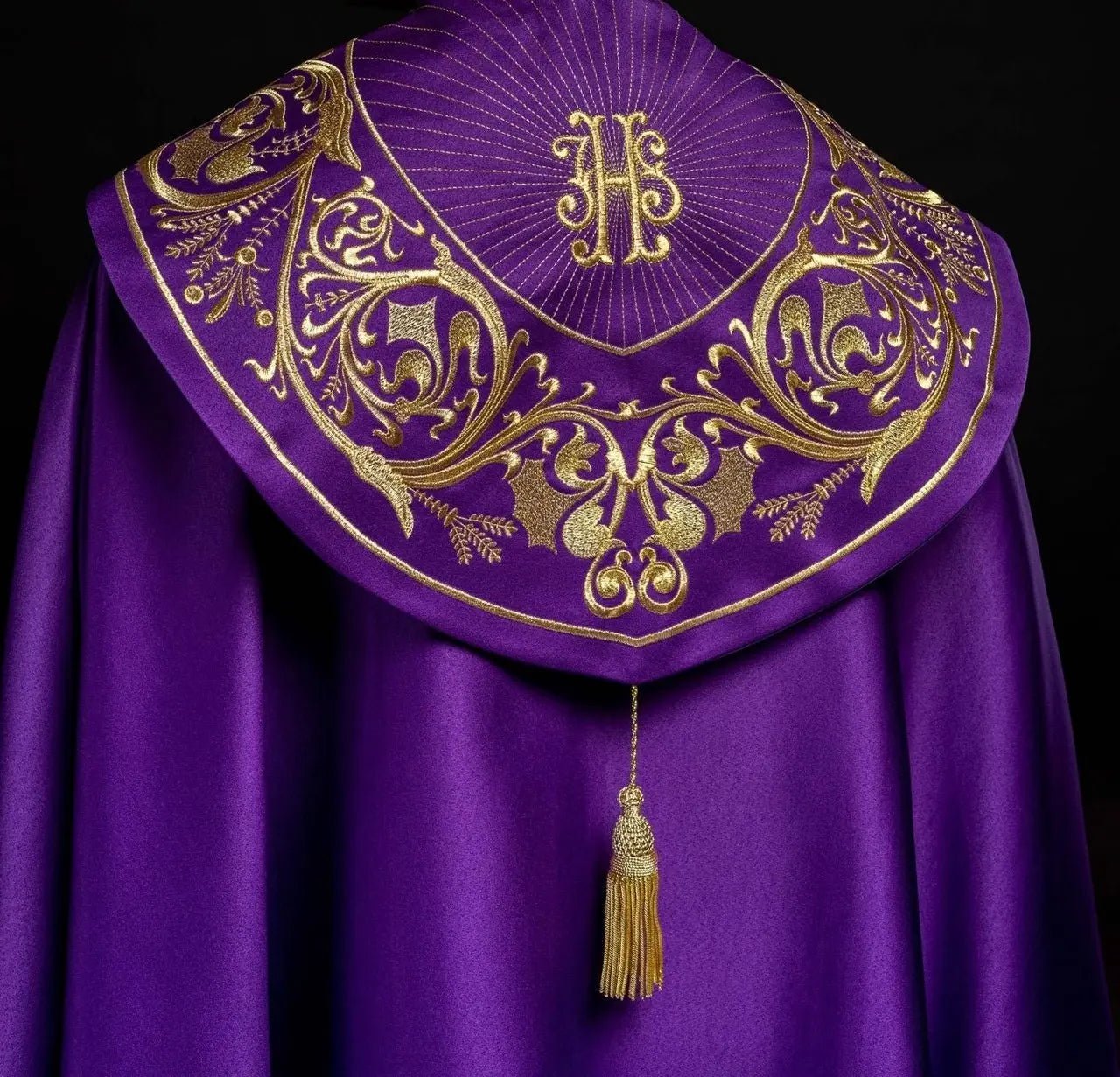 Purple liturgical chapel with gold IHS monogram
