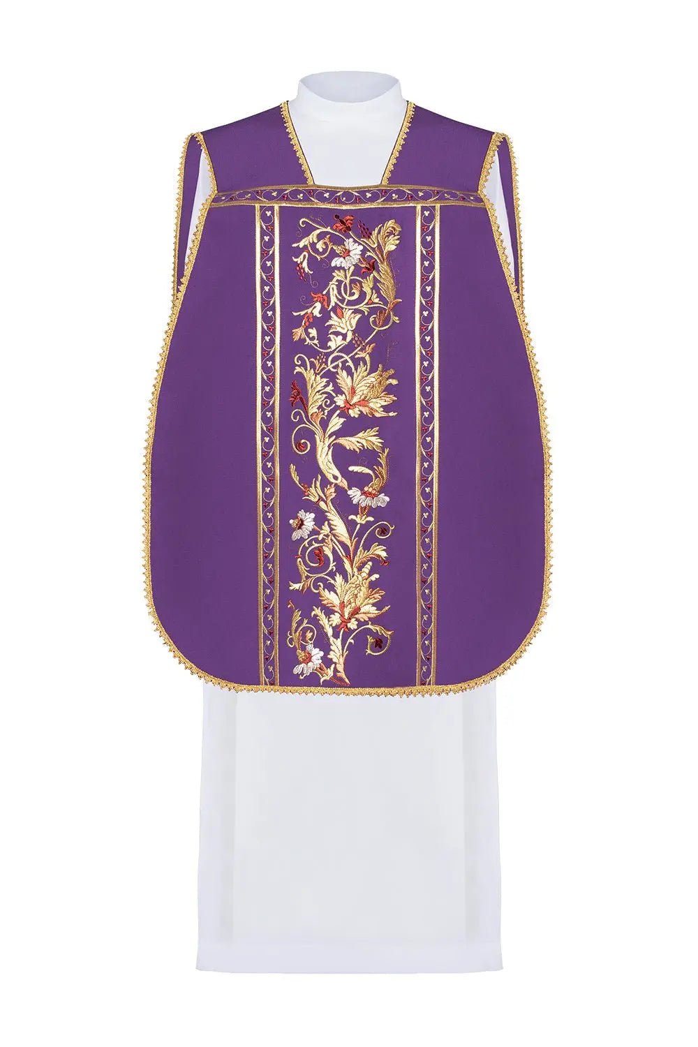Purple Roman chasuble embroidered with Eucharistic chalice motif