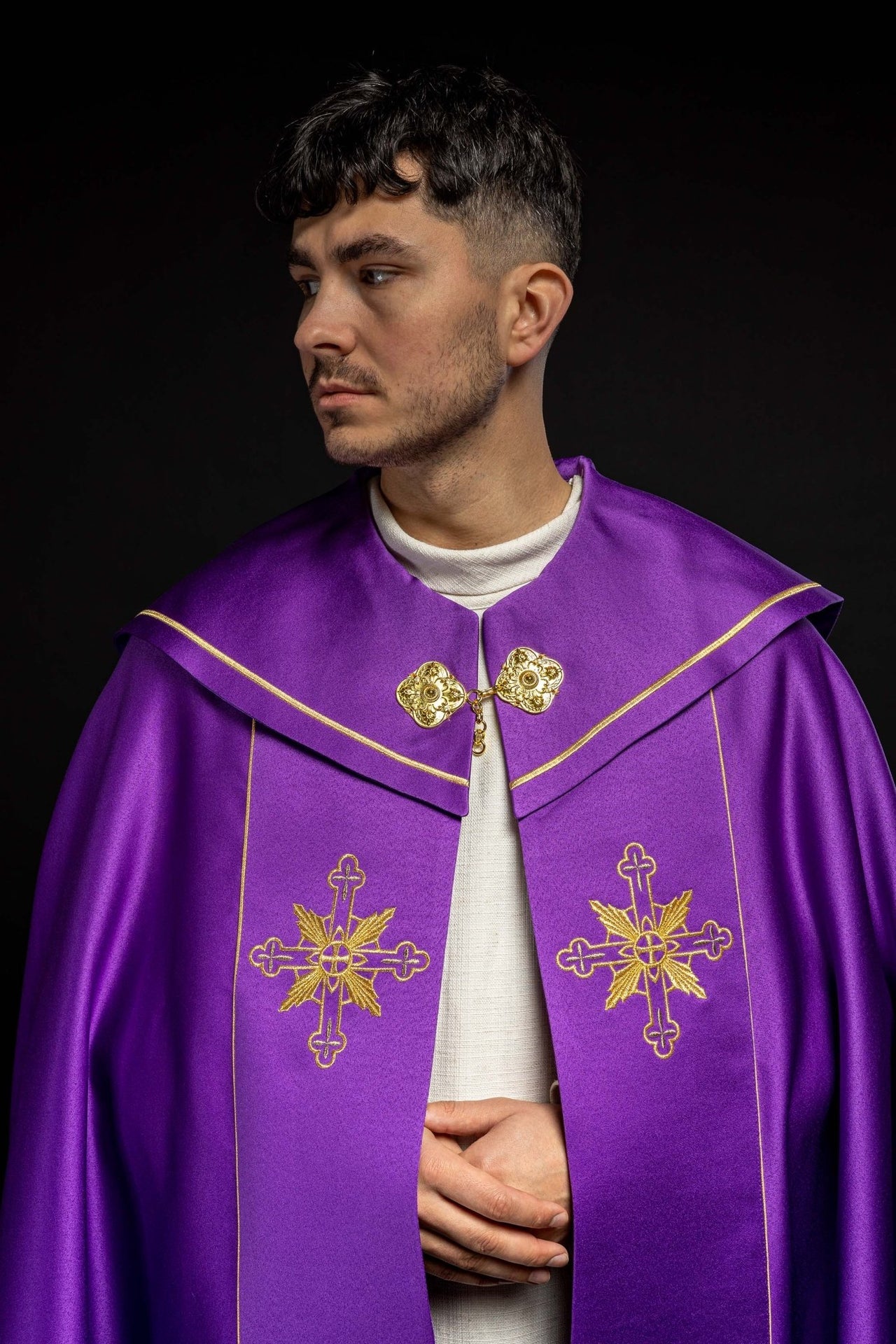 Kapa eucharystyczna monogram IHS Fioletowa