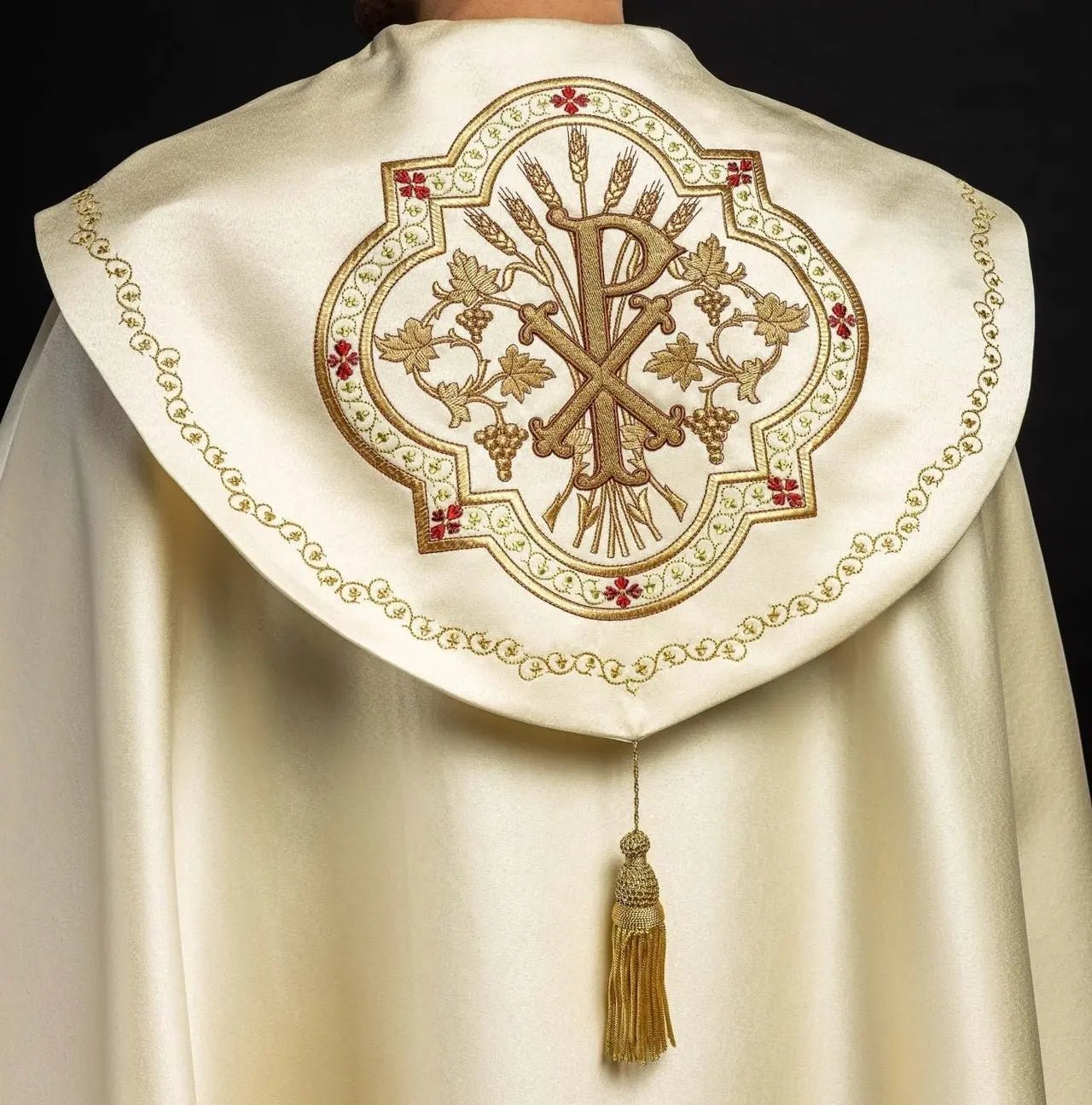 Eucharistic cap with PAX monogram ecru