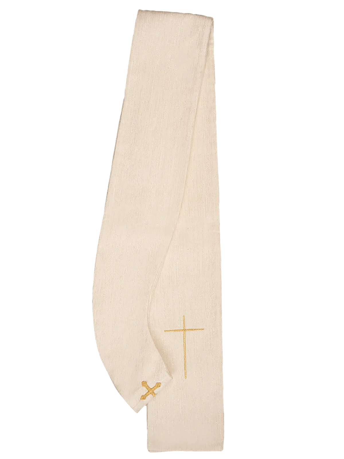Ecru chasuble with chalice and vine embroidery, side view