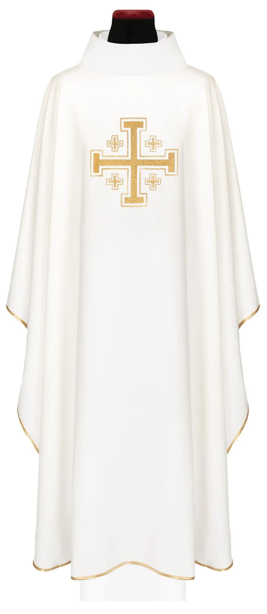White Chasuble with Embroidered Cross Motif, front view