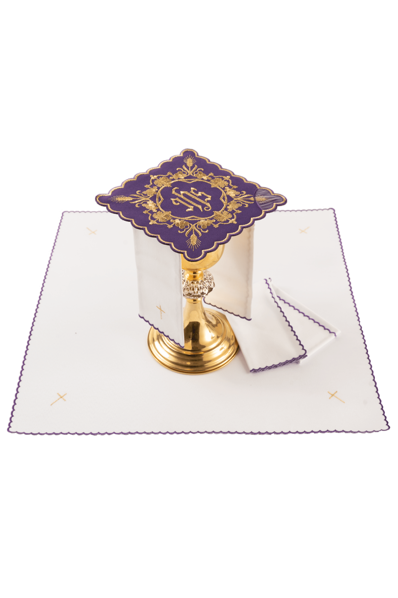 Purple Chalice Linen Set with IHS Embroidery