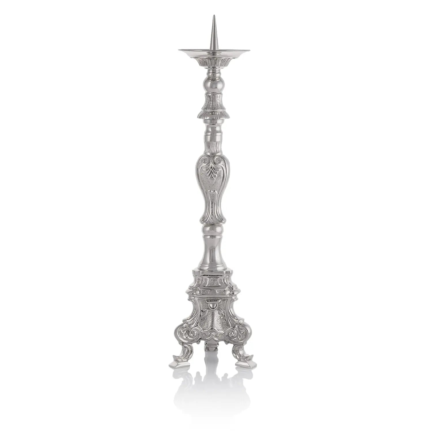 Nickel-Plated Brass Altar Candlestick – 70 cm