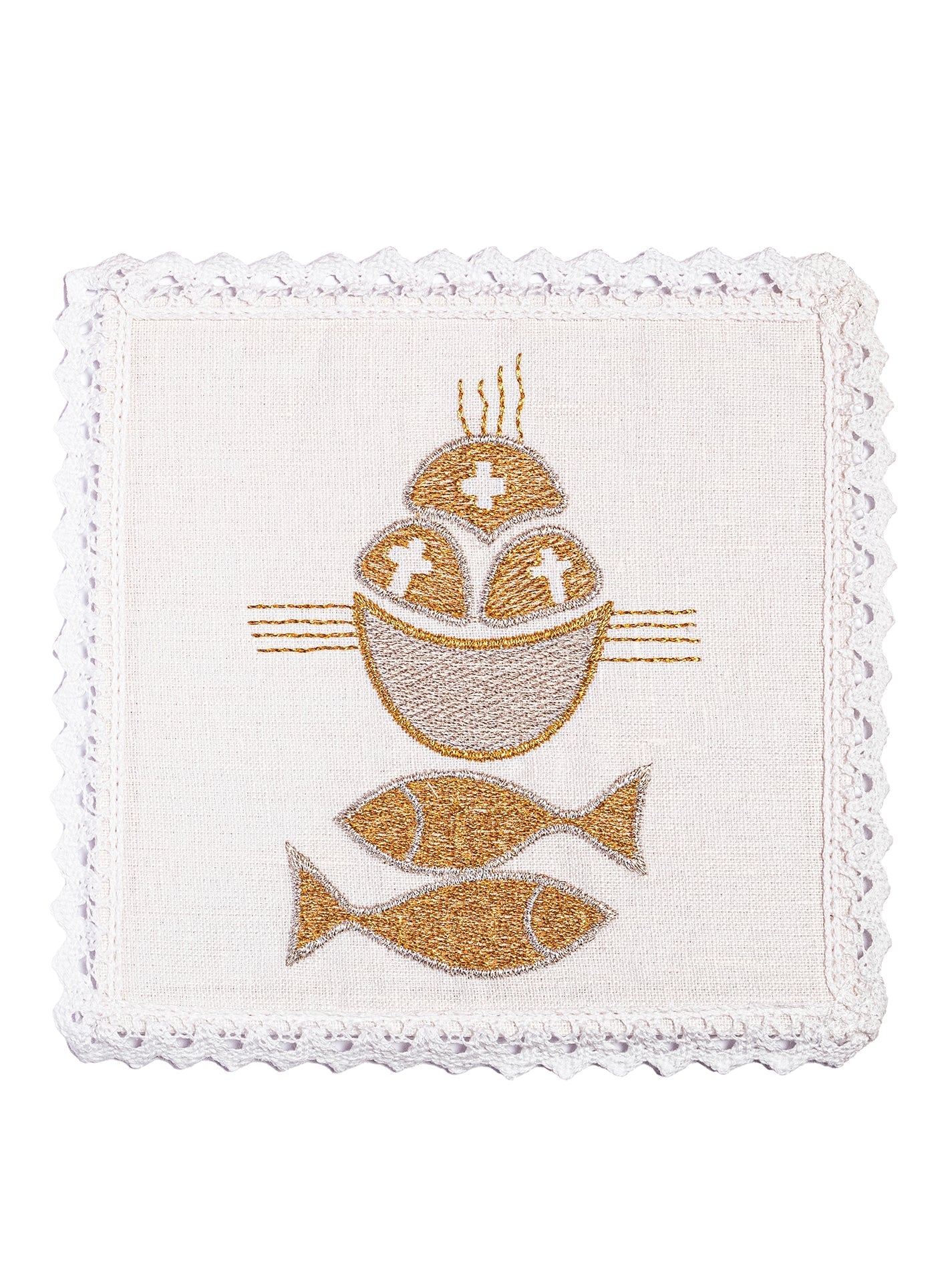 Lniana bielizna kielichowa z motywem ryb