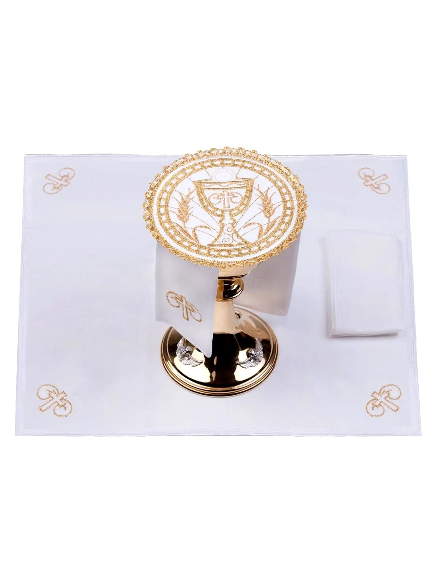 Linen cup set with Chalice motif with rounded palle