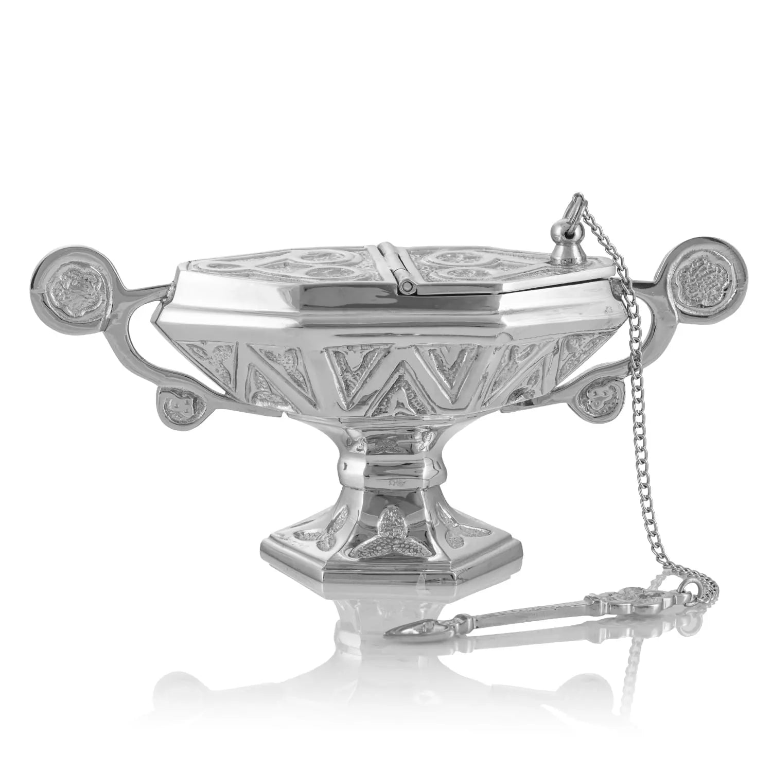 Nickel-Plated Brass Incense Boat with Spoon