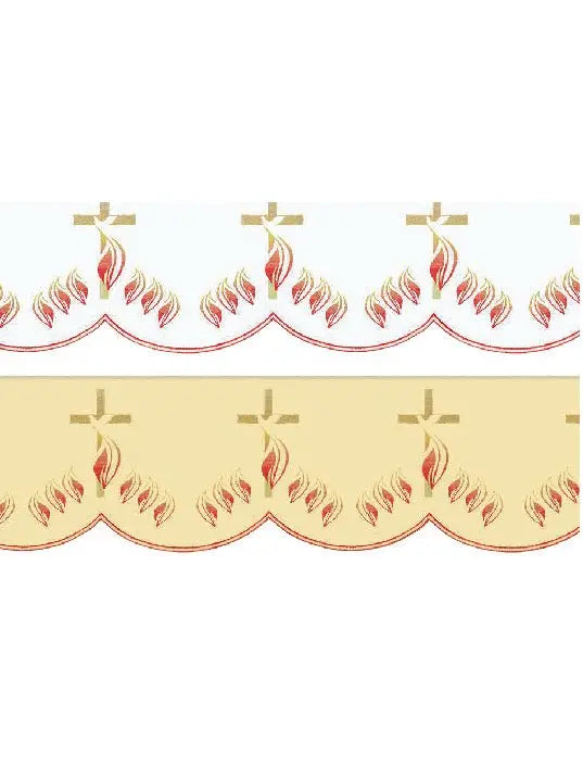 Metre with front embroidery Cross with flames ecru