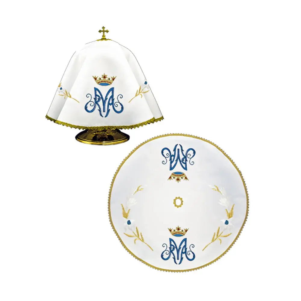 Round veil for can with Marian motif