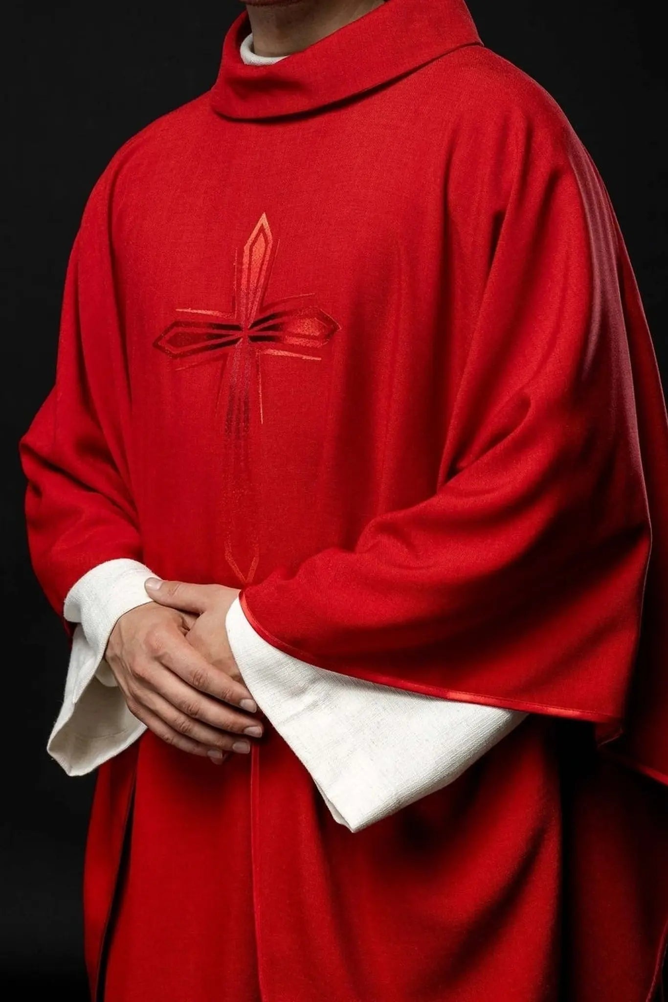 Embroidered chasuble in red