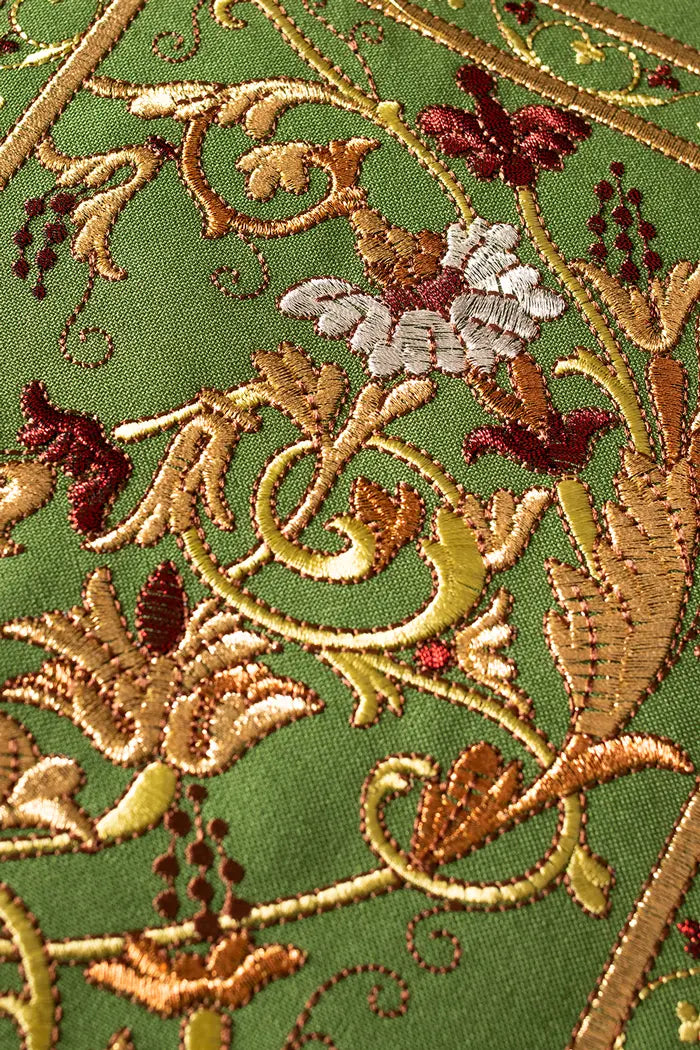 Embroidered chasuble with IHS symbol Green richly decorated