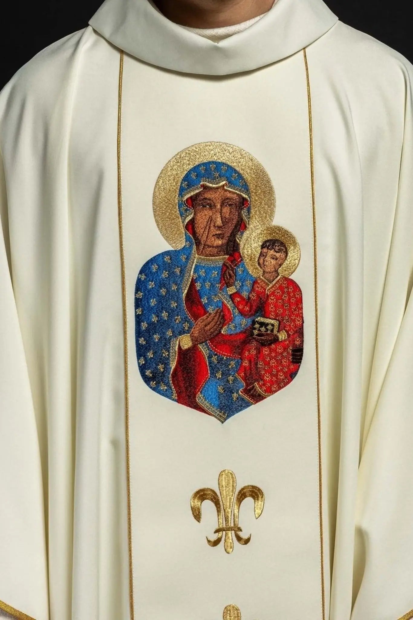 Chasuble of Our Lady of Czestochowa in ecru