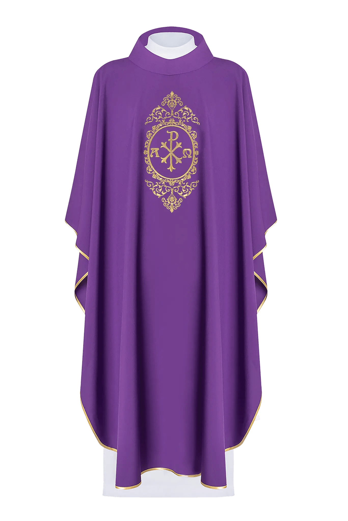 Purple chasuble with PAX surrounded by gold embroidery - HAFTINA ATELIER