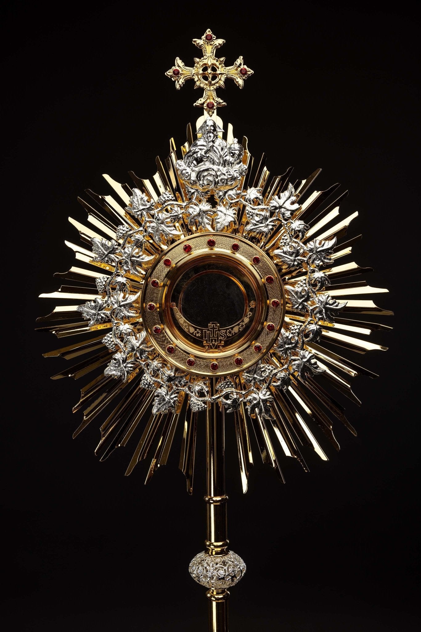 Handmade Gilded Brass Monstrance with Rubies - 70 cm - image 9
